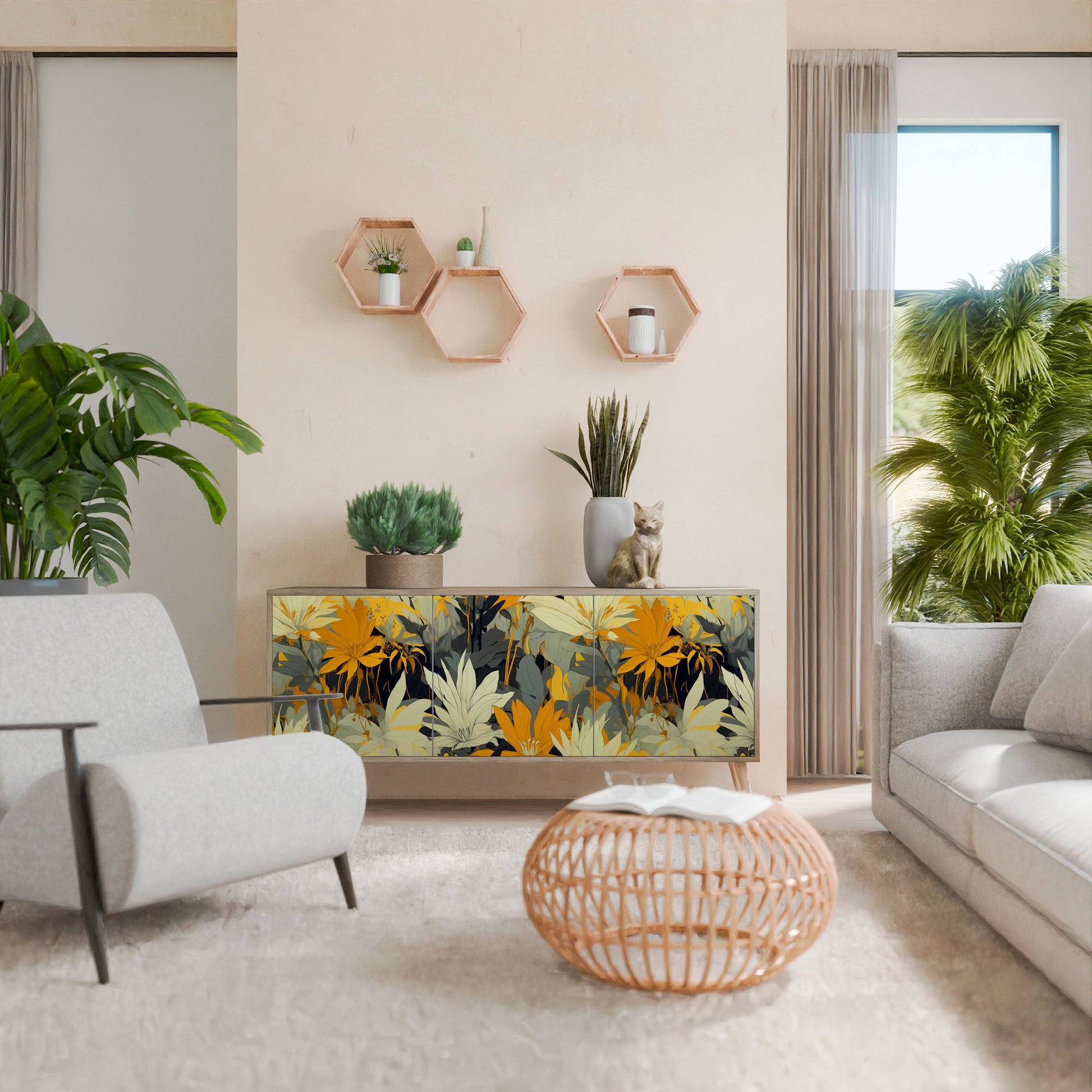 Buffet 3 portes SUNKISSED LILY effet chêne