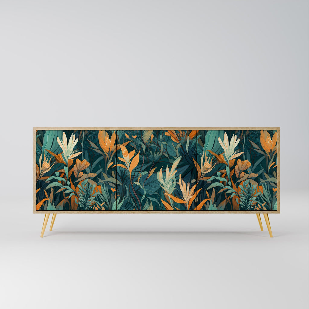 Buffet 3 portes FLORAL SERENITY effet chêne