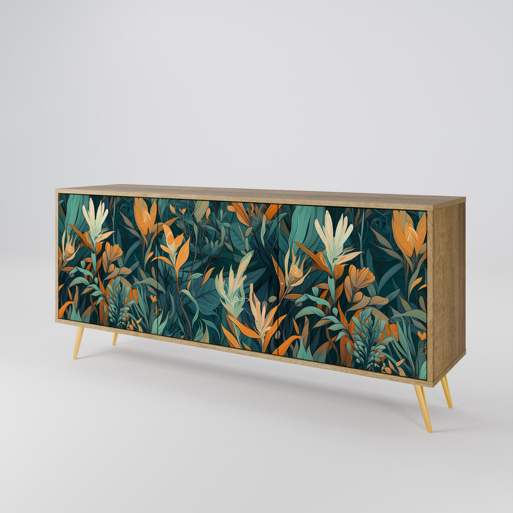 Buffet 3 portes FLORAL SERENITY effet chêne