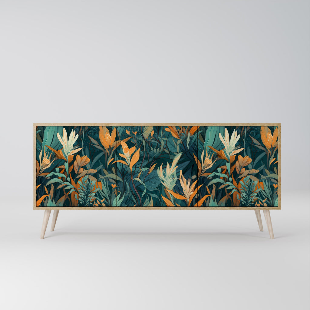 Buffet 3 portes FLORAL SERENITY effet chêne