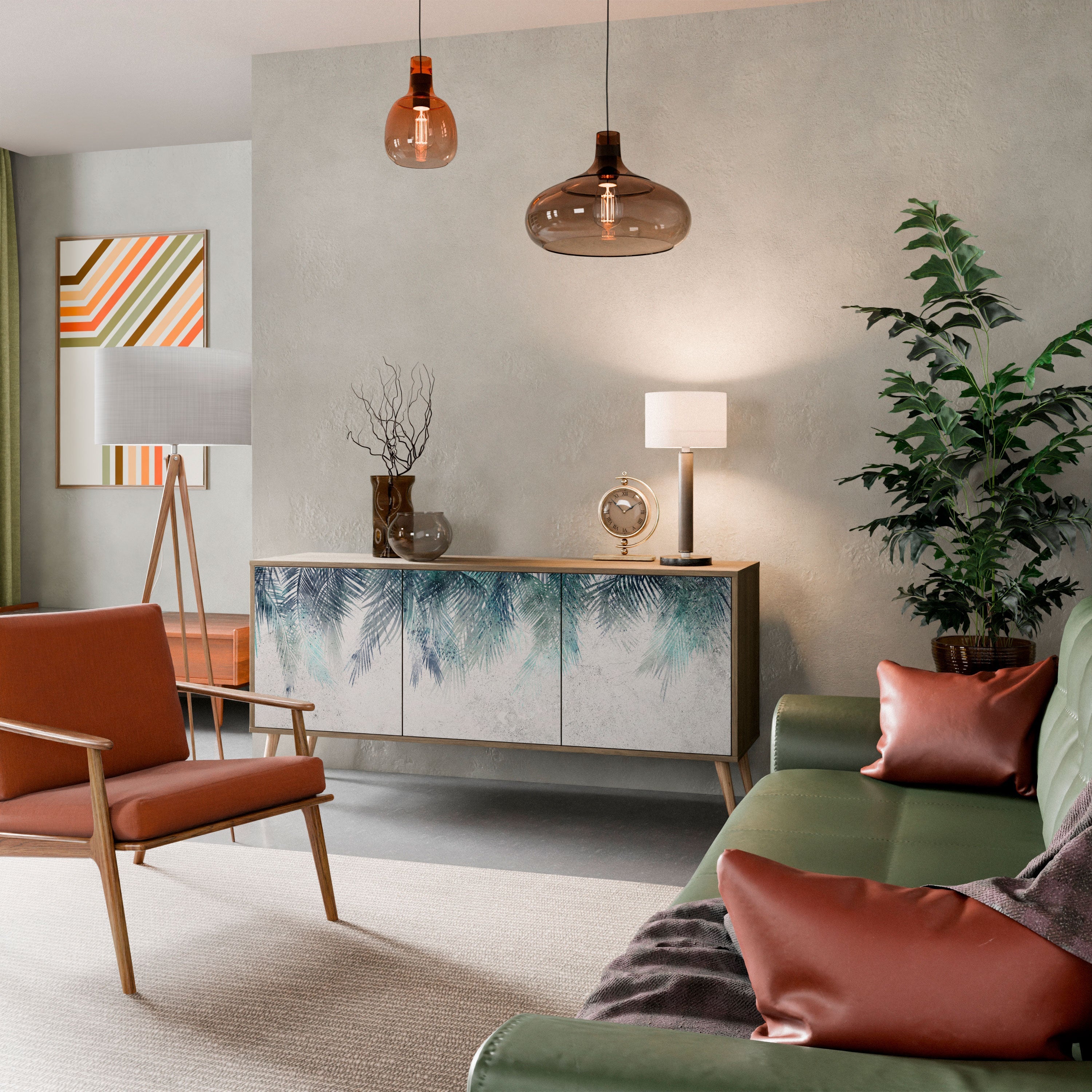 Buffet 3 portes PALM VEIL effet chêne