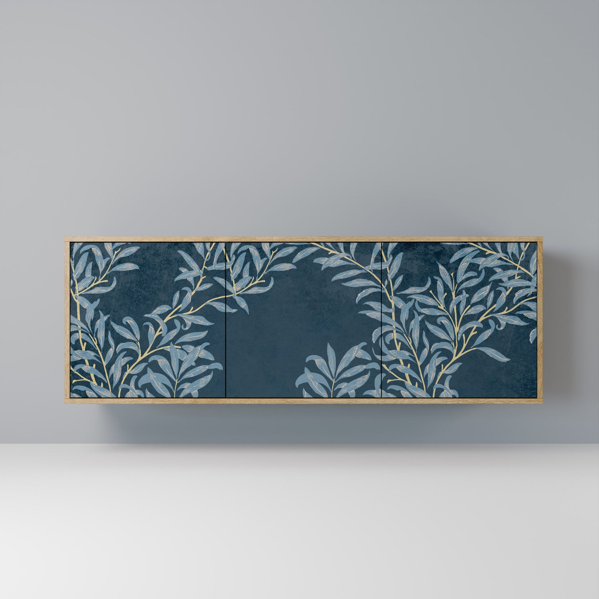Buffet 3 portes BLUE LEAVES effet chêne