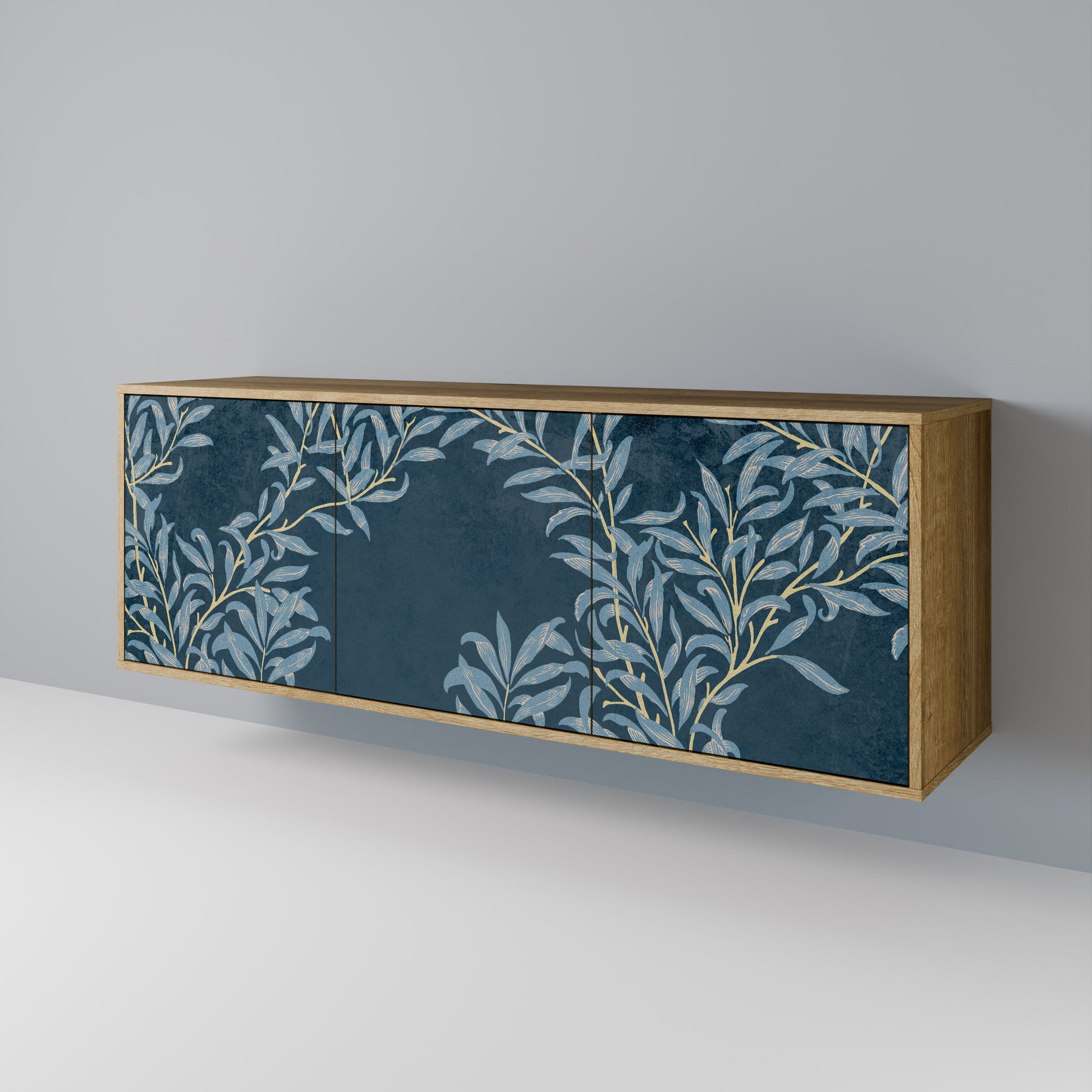 Buffet 3 portes BLUE LEAVES effet chêne
