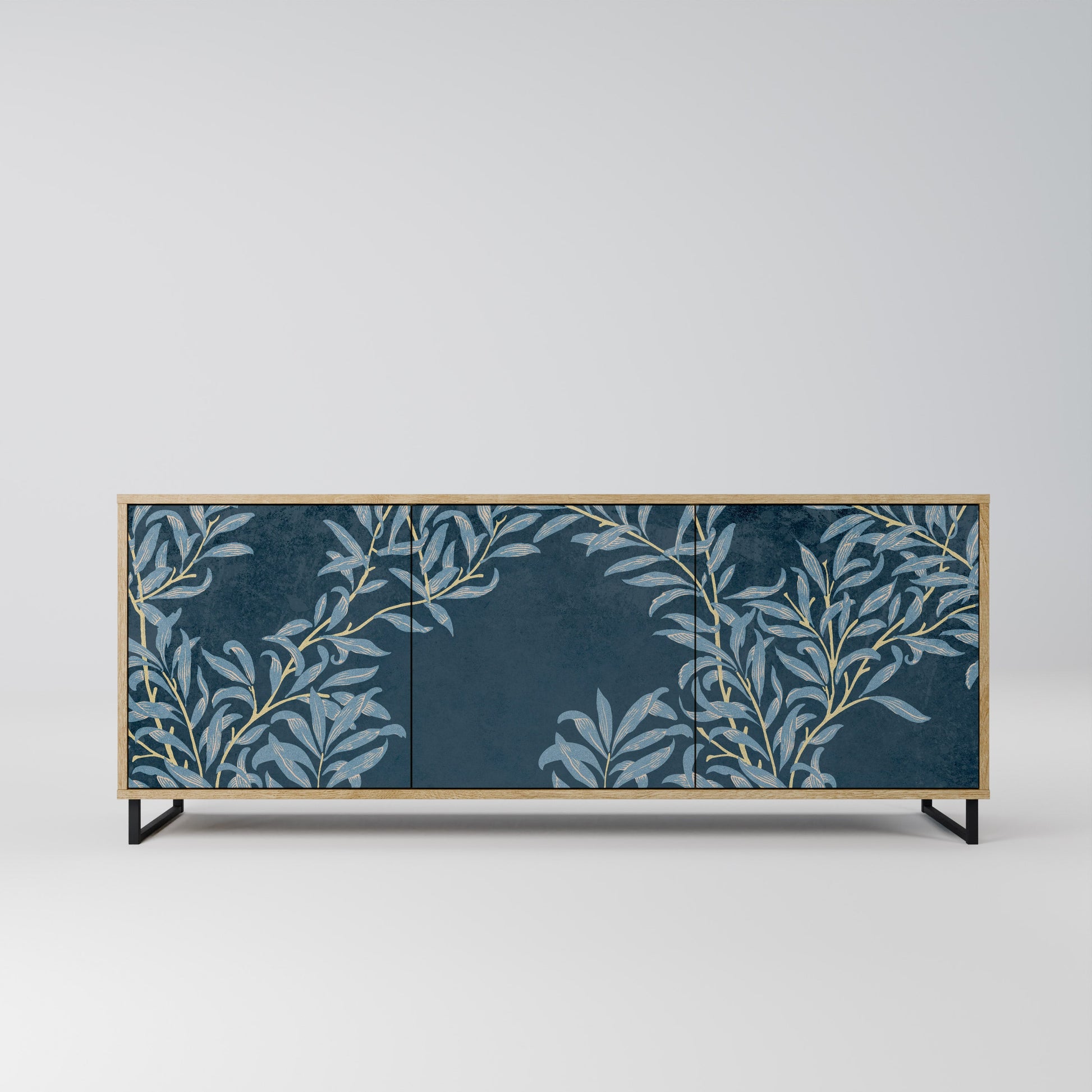 Buffet 3 portes BLUE LEAVES effet chêne