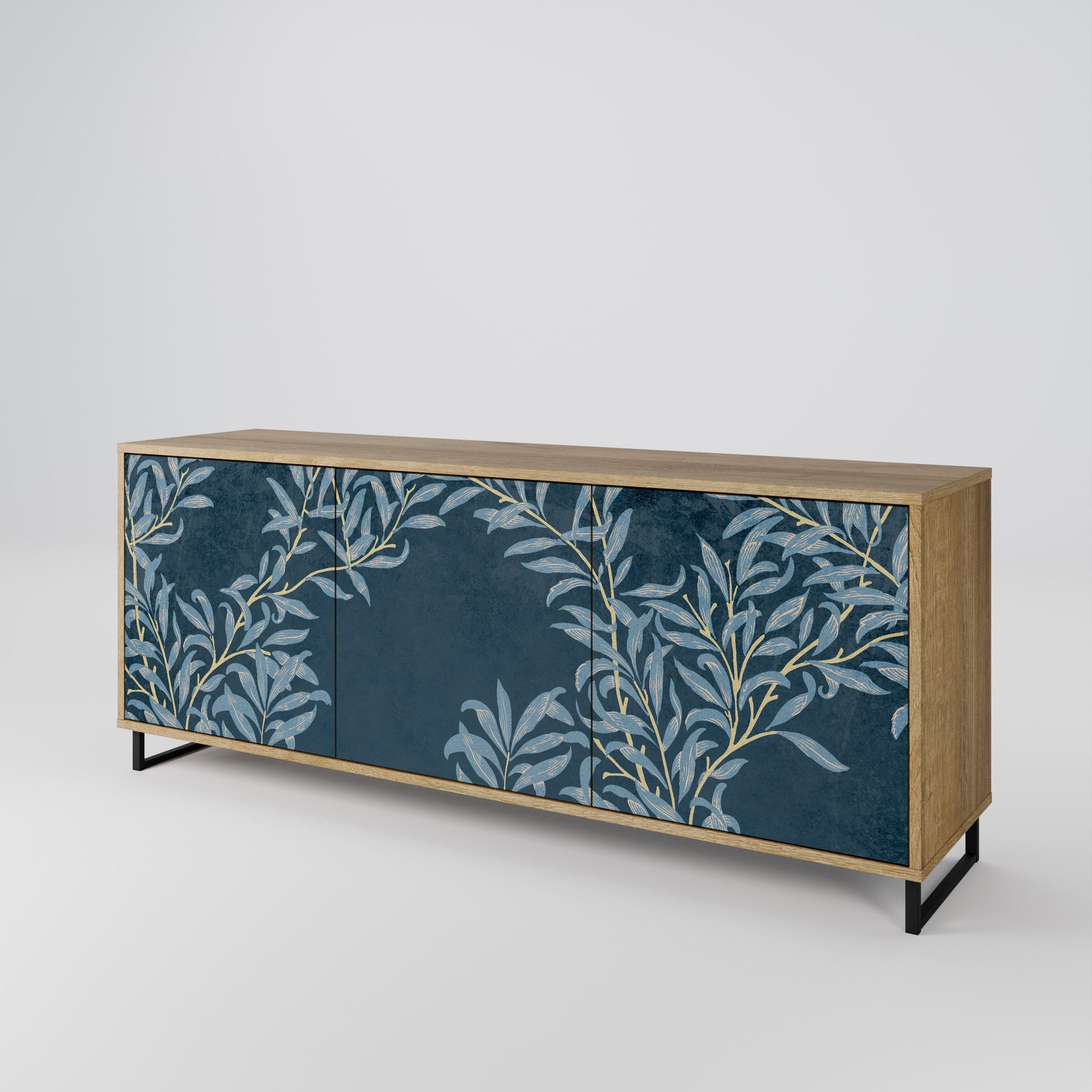 Buffet 3 portes BLUE LEAVES effet chêne