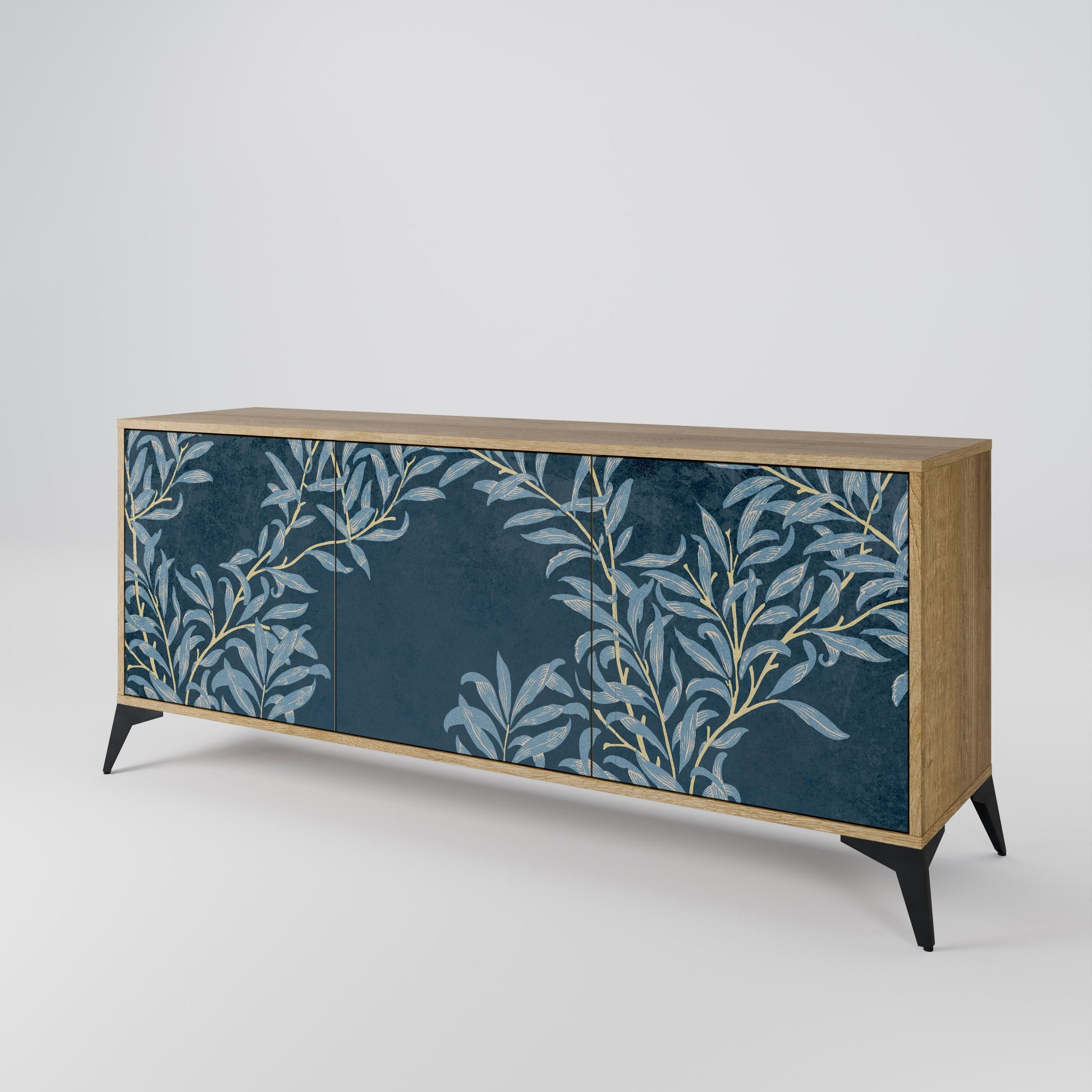 Buffet 3 portes BLUE LEAVES effet chêne