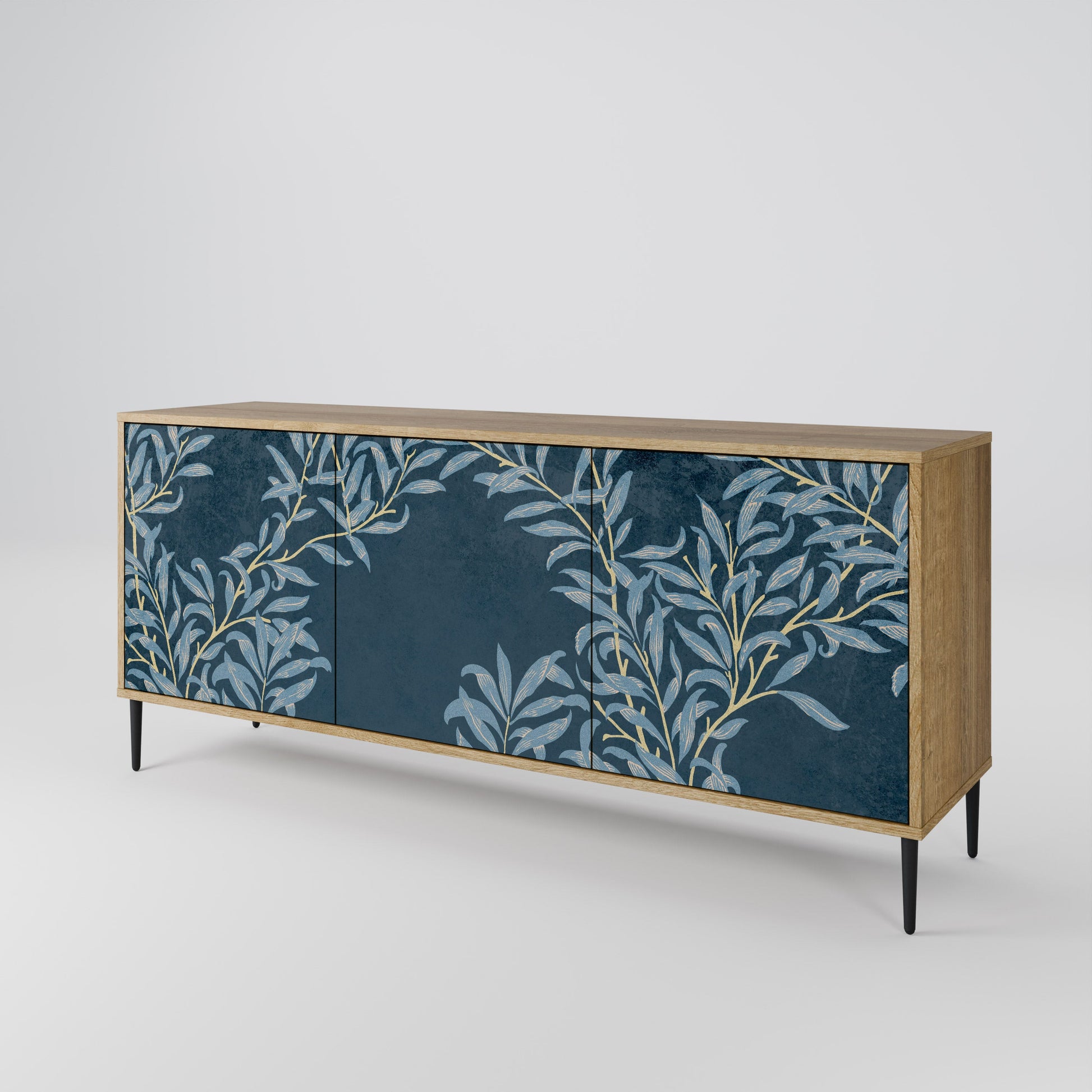 Buffet 3 portes BLUE LEAVES effet chêne