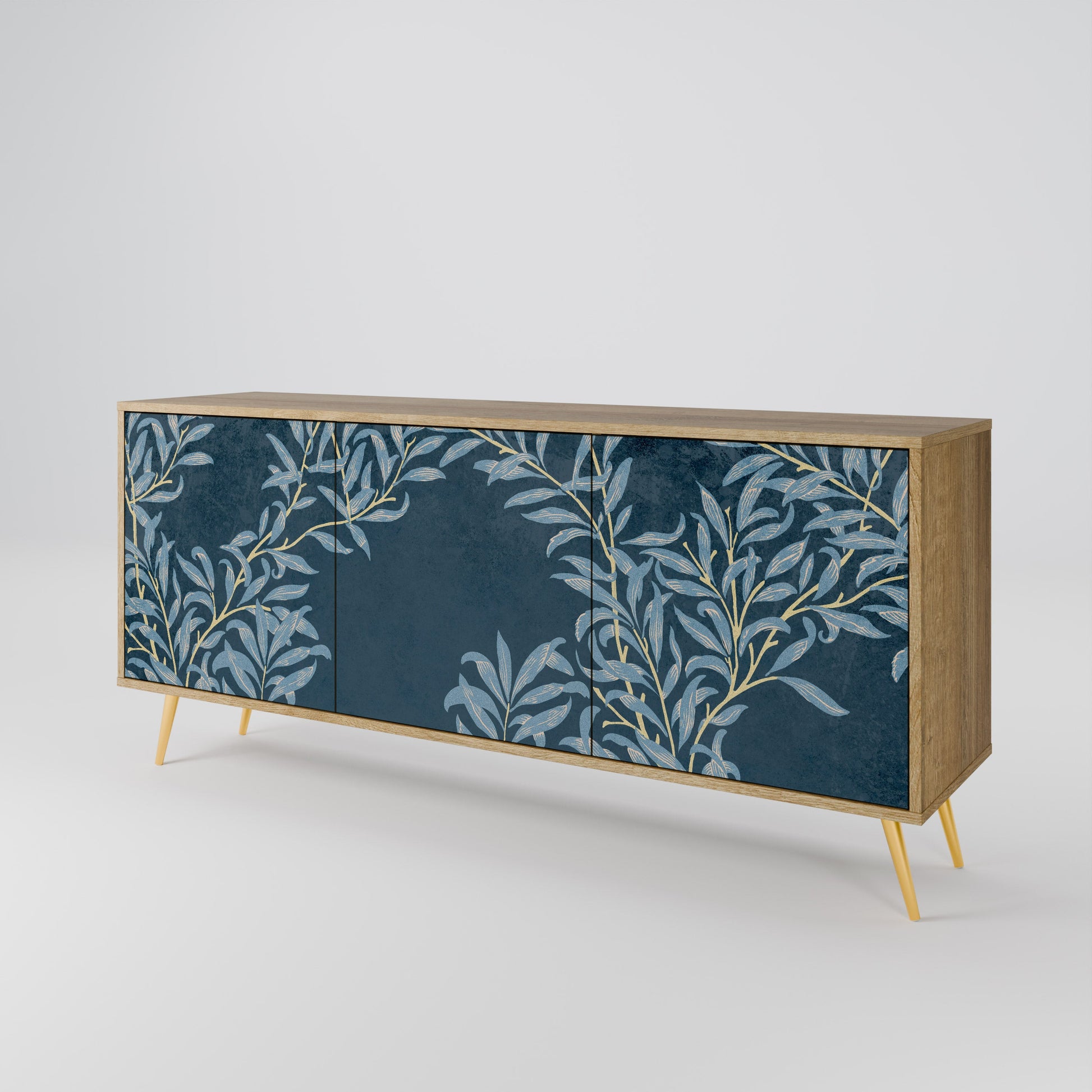 Buffet 3 portes BLUE LEAVES effet chêne