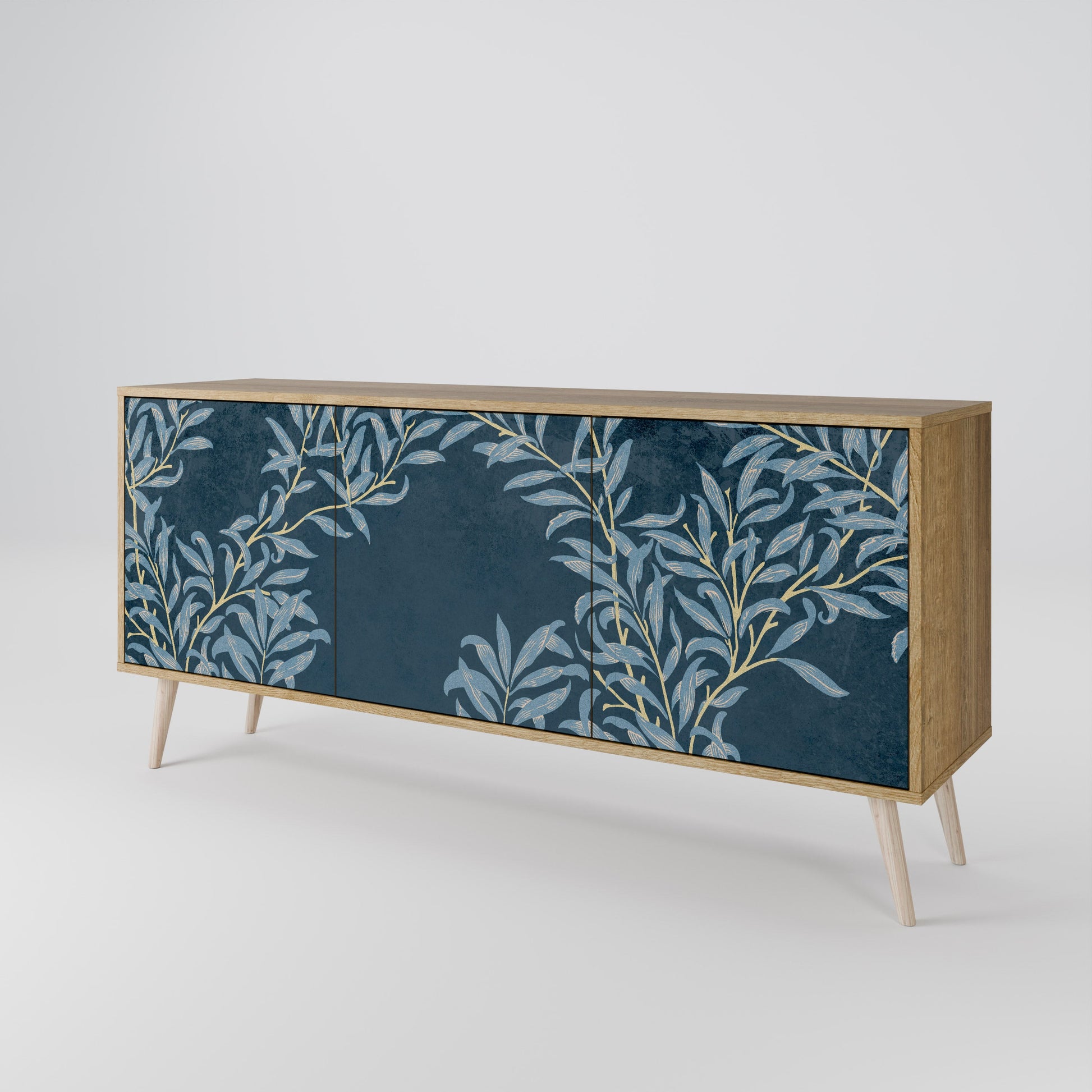Buffet 3 portes BLUE LEAVES effet chêne