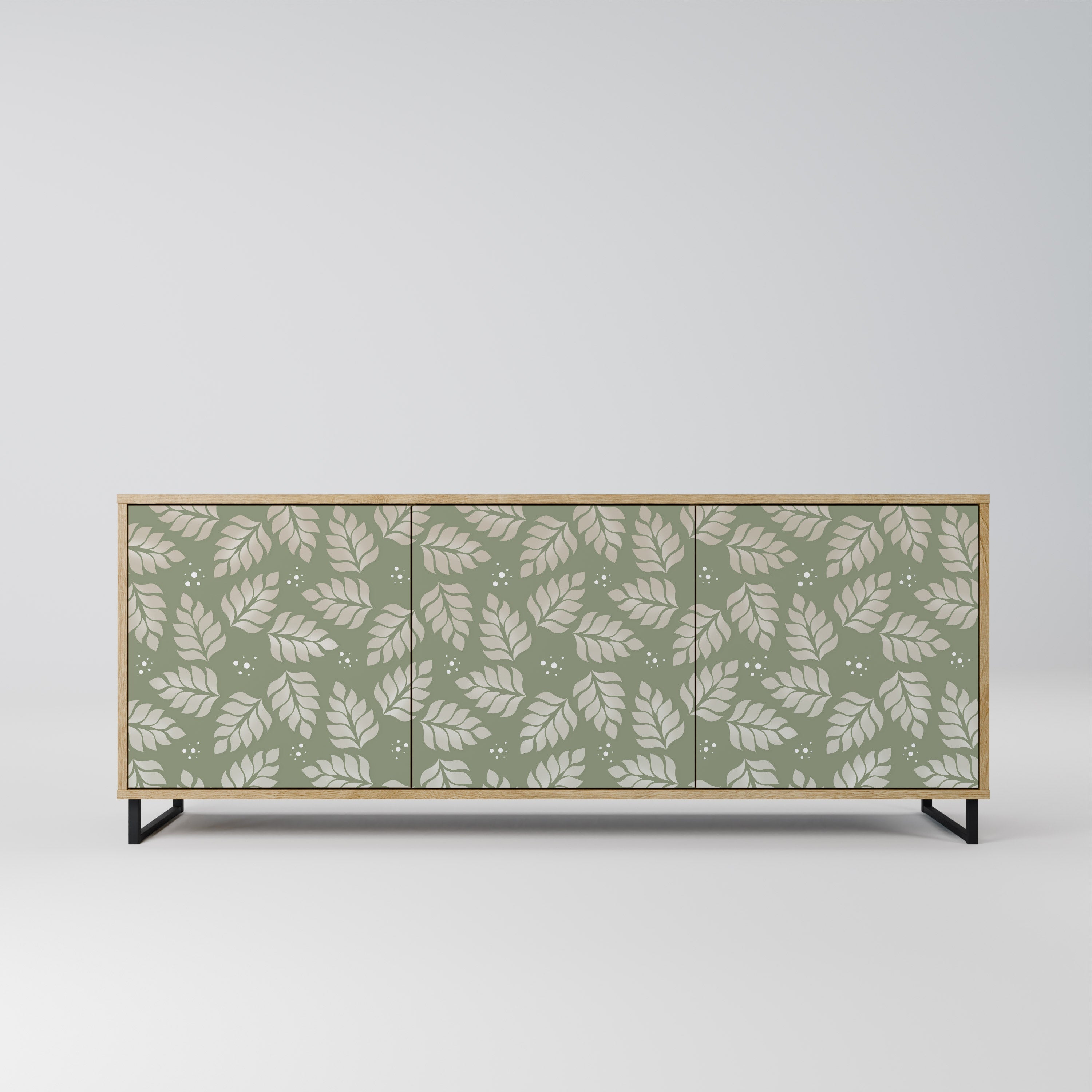 Buffet 3 portes LEAVES ON GREEN effet chêne