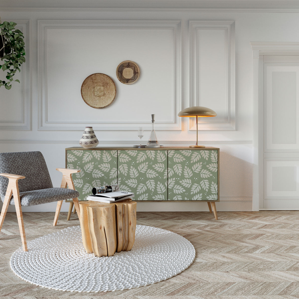 LEAVES ON GREEN 3-Door Sideboard