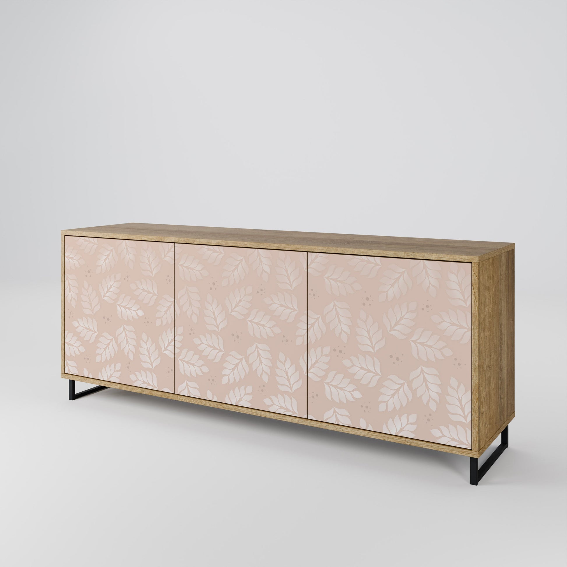 Buffet 3 portes effet chêne LEAVES ON BEIGE