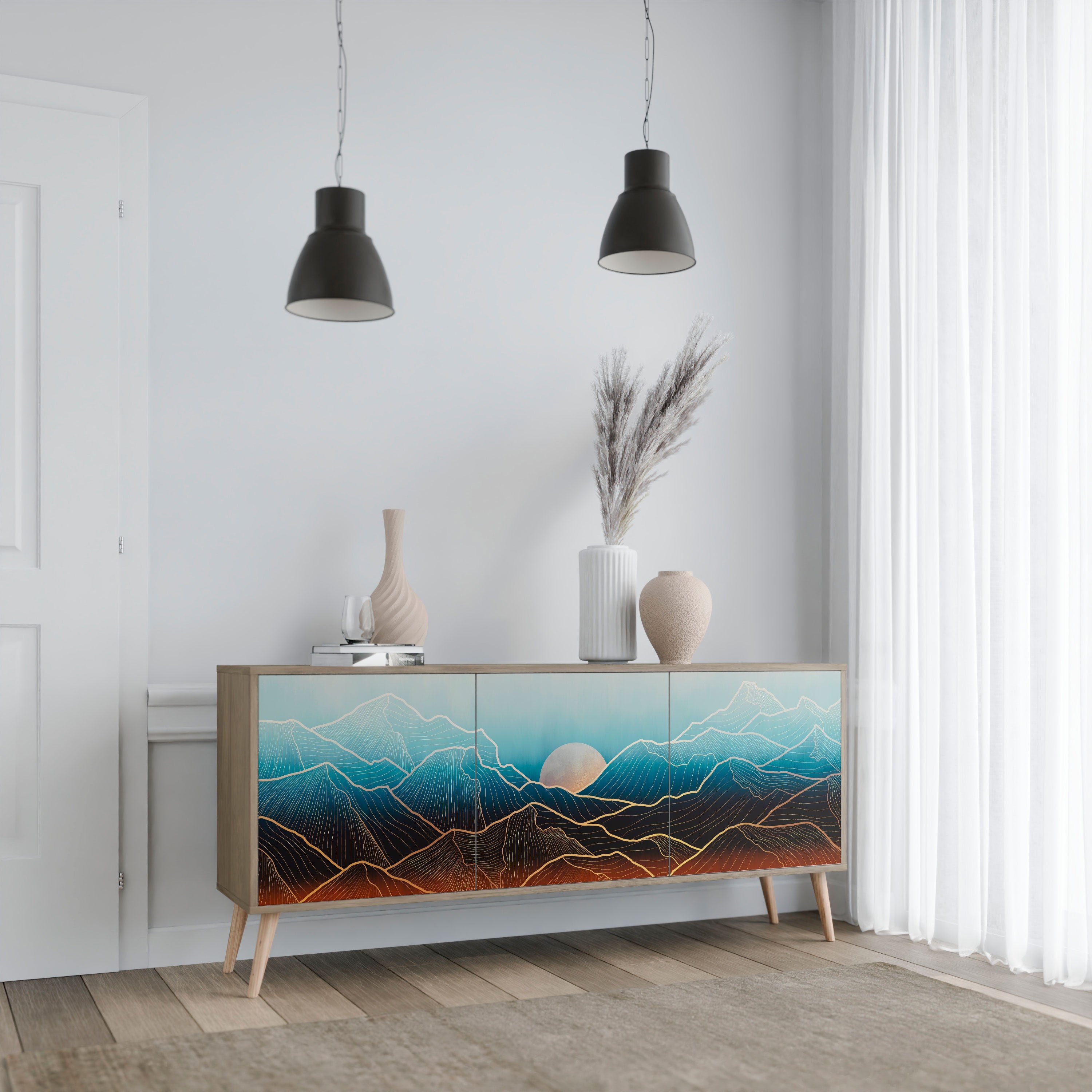 Buffet 3 portes LUNAR SECRETS effet chêne