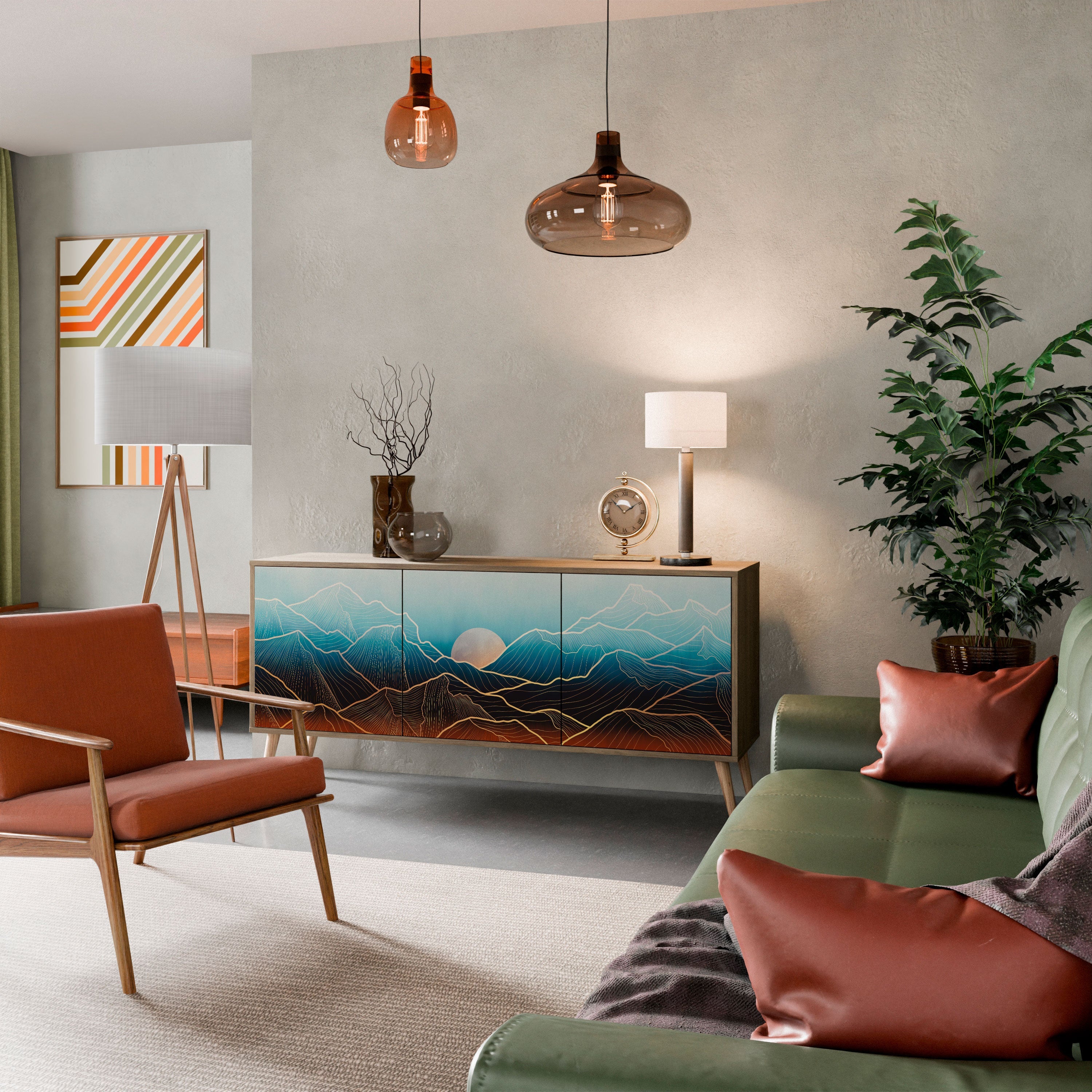 Buffet 3 portes LUNAR SECRETS effet chêne