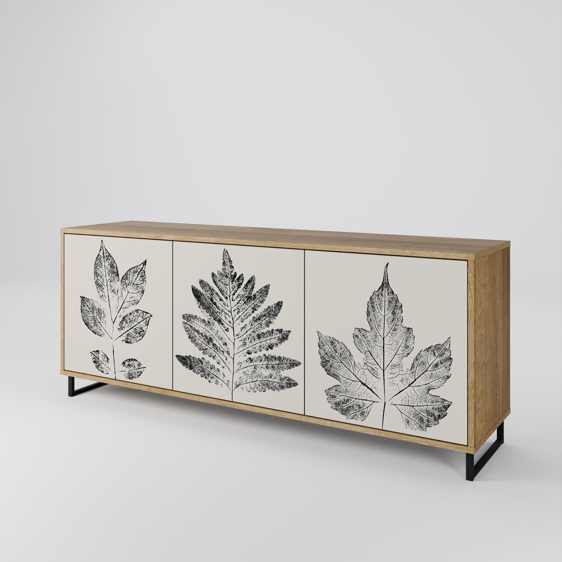 Buffet 3 portes LEAFY STAMPS effet chêne