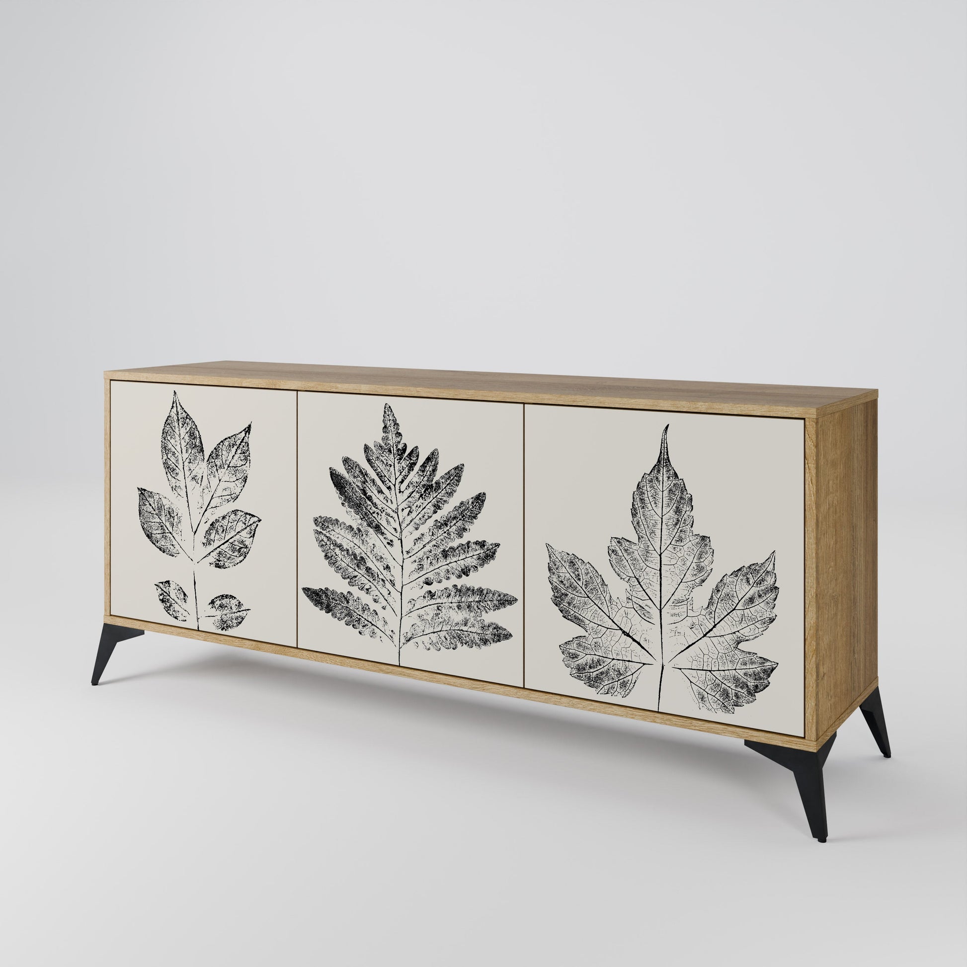 Buffet 3 portes LEAFY STAMPS effet chêne