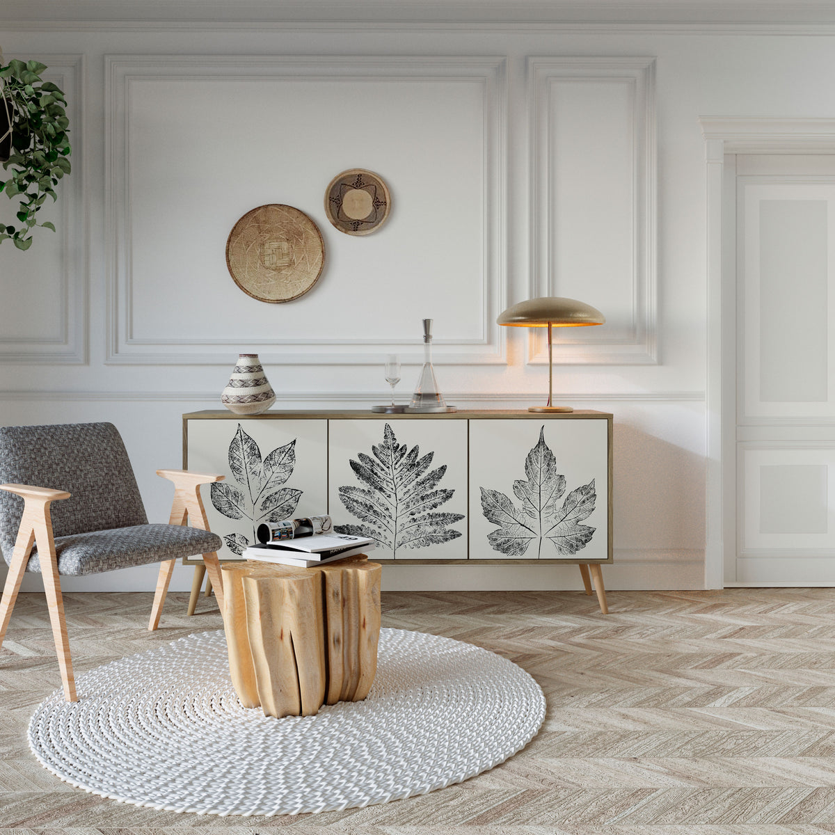 LEAFY STAMPS 3-Door Sideboard