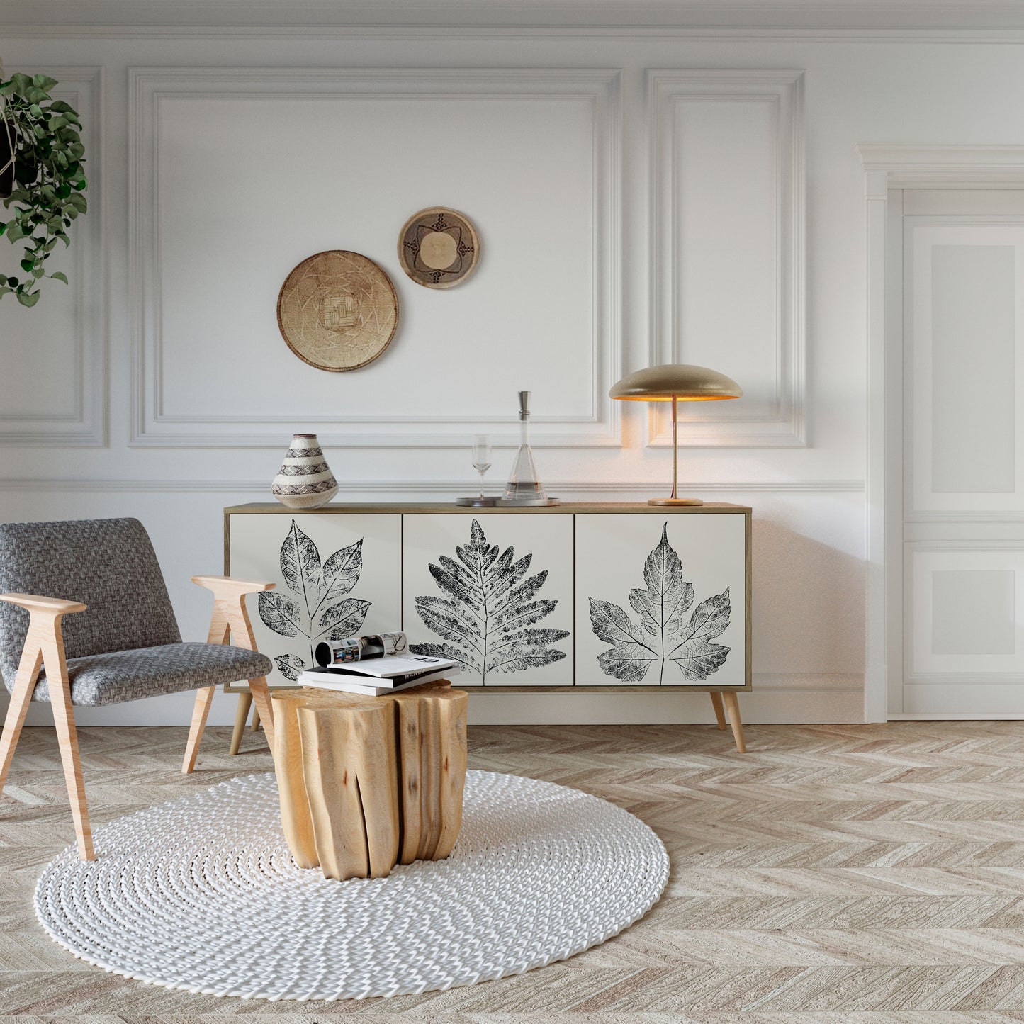 LEAFY STAMPS 3-Door Sideboard
