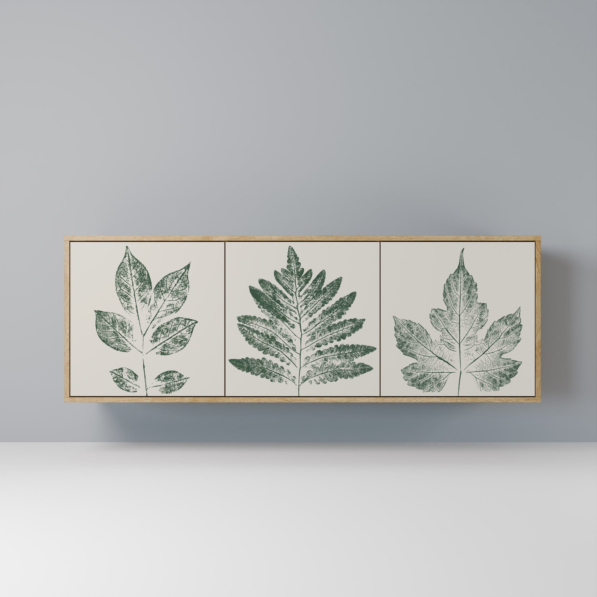 Buffet 3 portes GREEN LEAFY STAMPS effet chêne