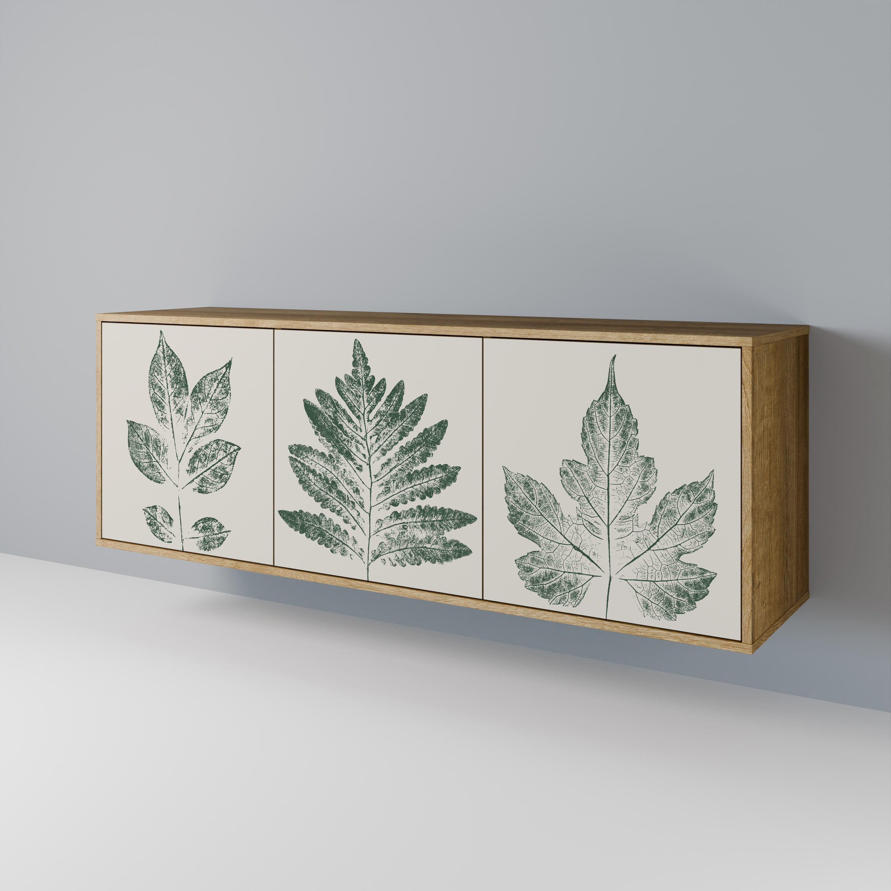 Buffet 3 portes GREEN LEAFY STAMPS effet chêne
