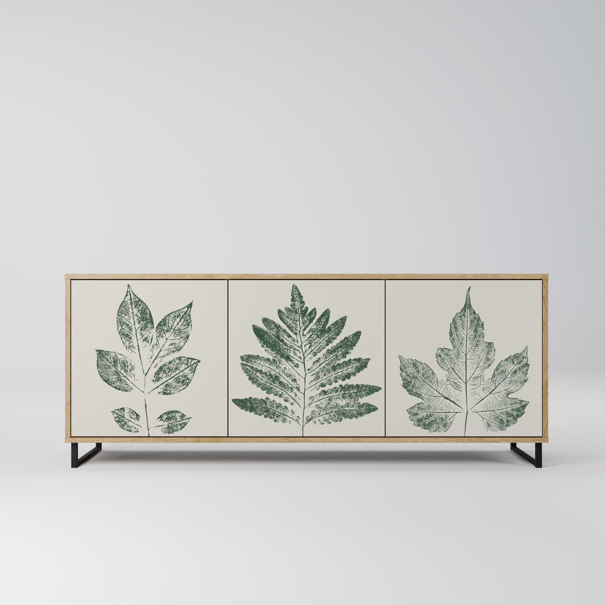 Buffet 3 portes GREEN LEAFY STAMPS effet chêne