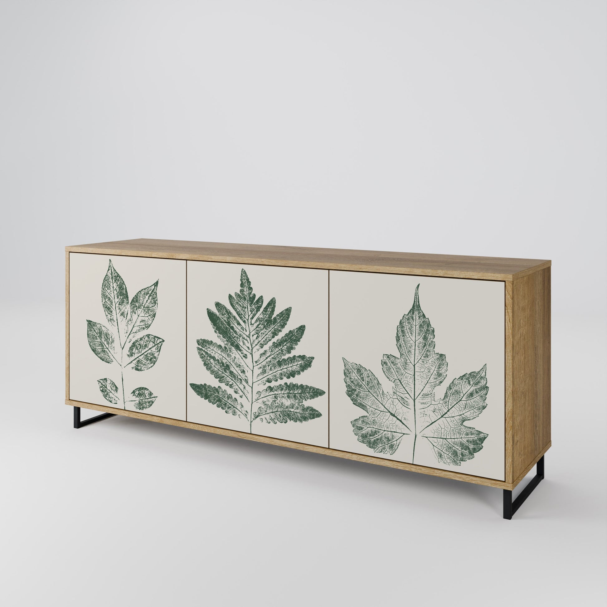 Buffet 3 portes GREEN LEAFY STAMPS effet chêne