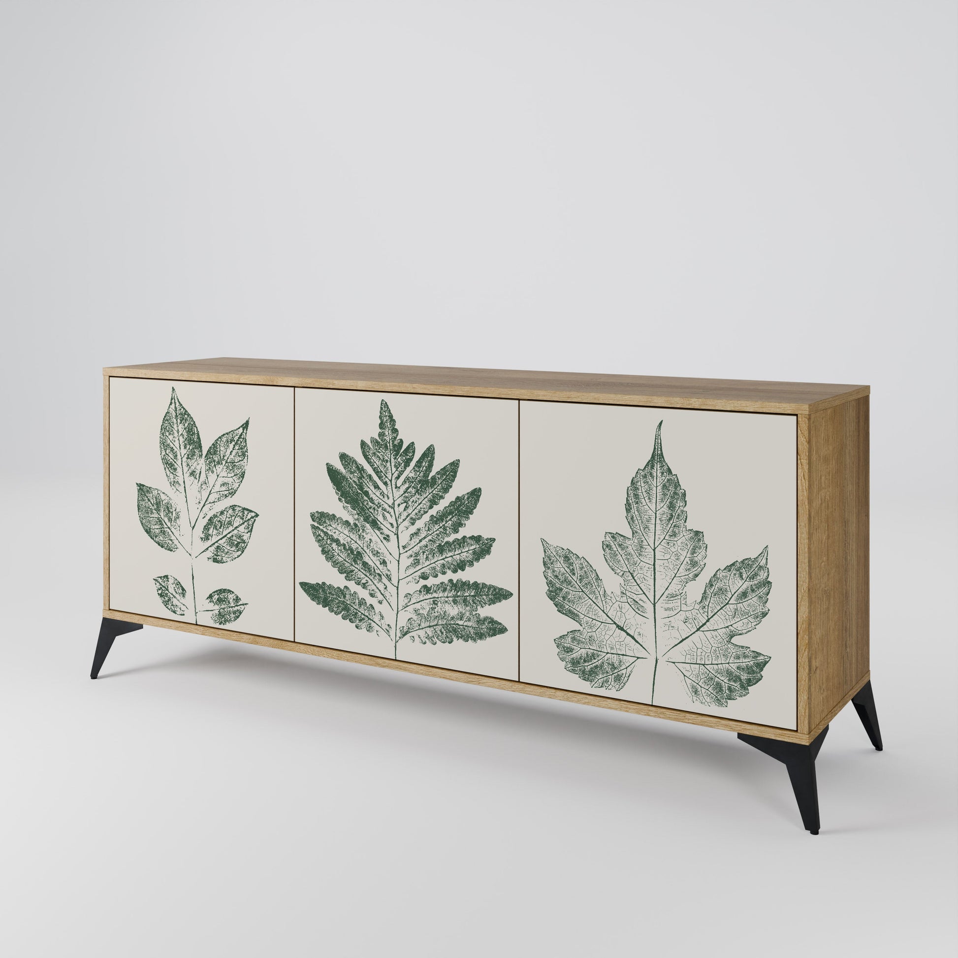 Buffet 3 portes GREEN LEAFY STAMPS effet chêne