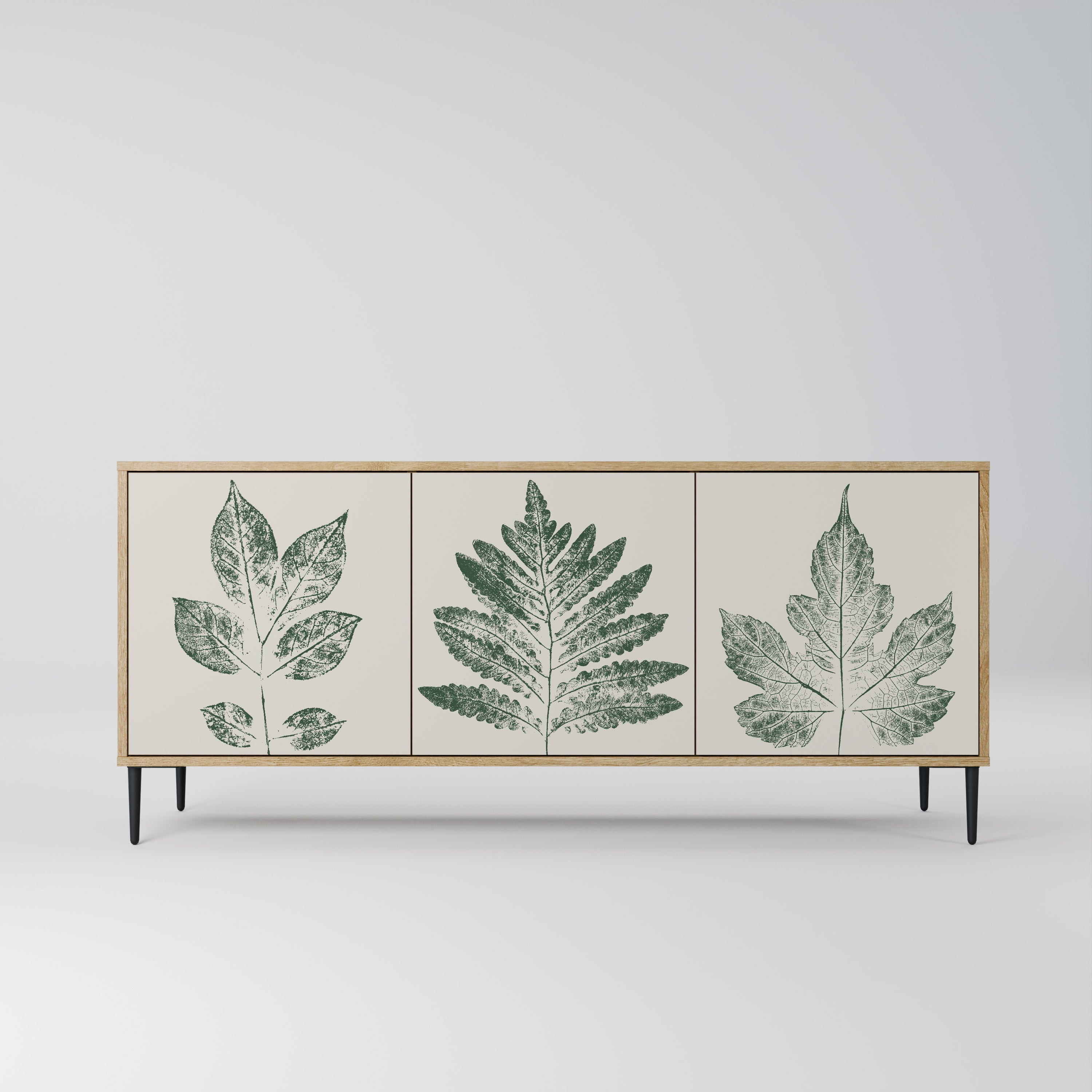 Buffet 3 portes GREEN LEAFY STAMPS effet chêne