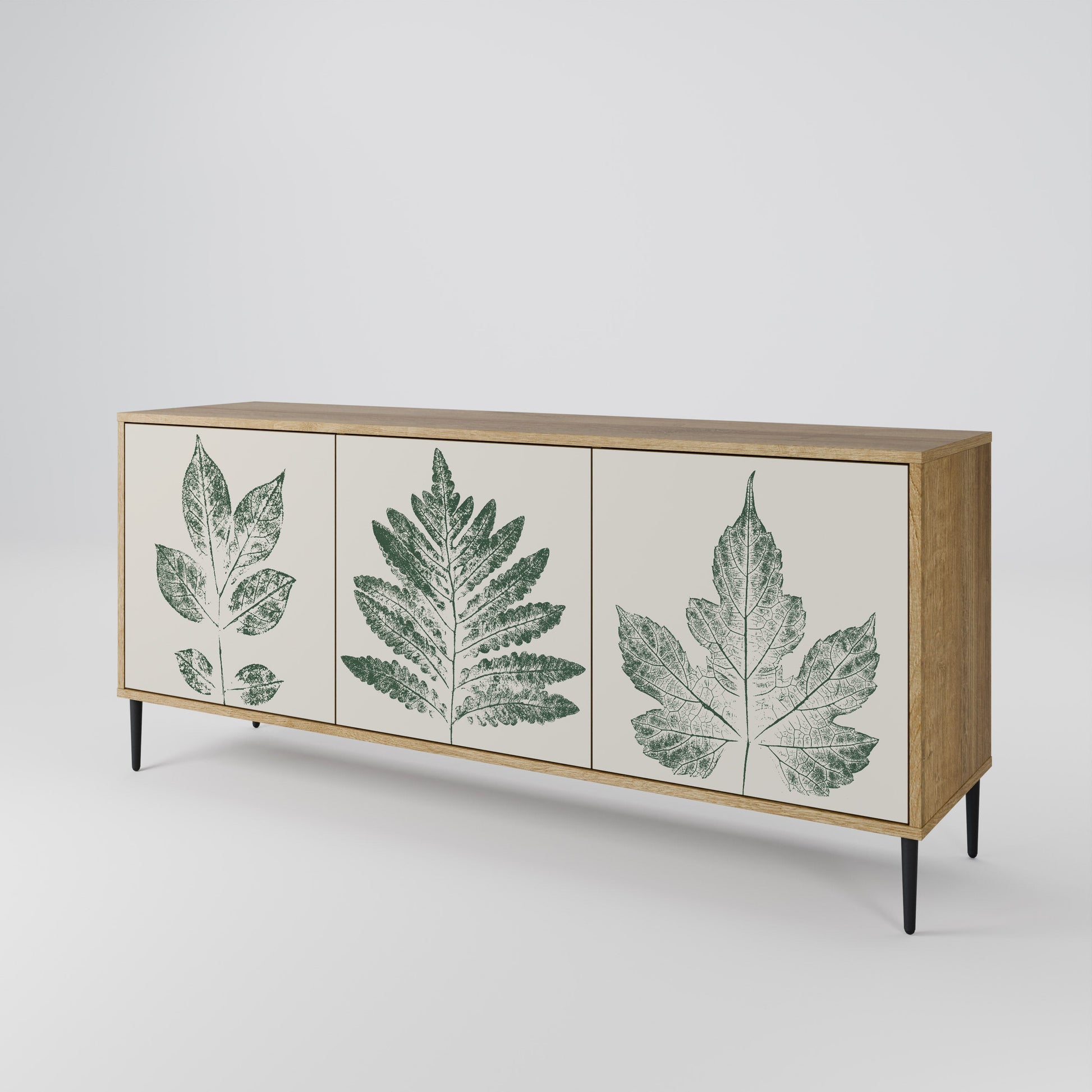 Buffet 3 portes GREEN LEAFY STAMPS effet chêne