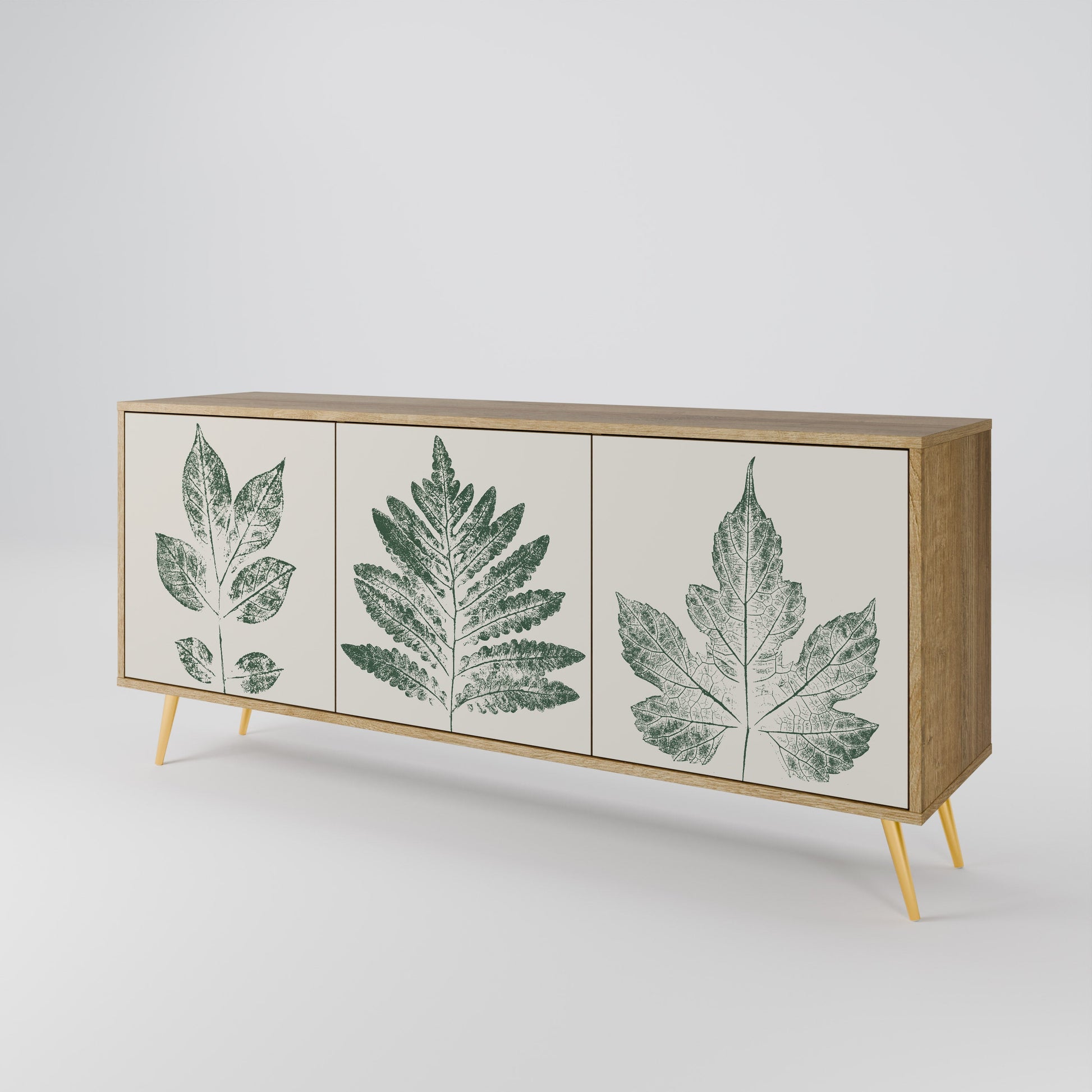 Buffet 3 portes GREEN LEAFY STAMPS effet chêne