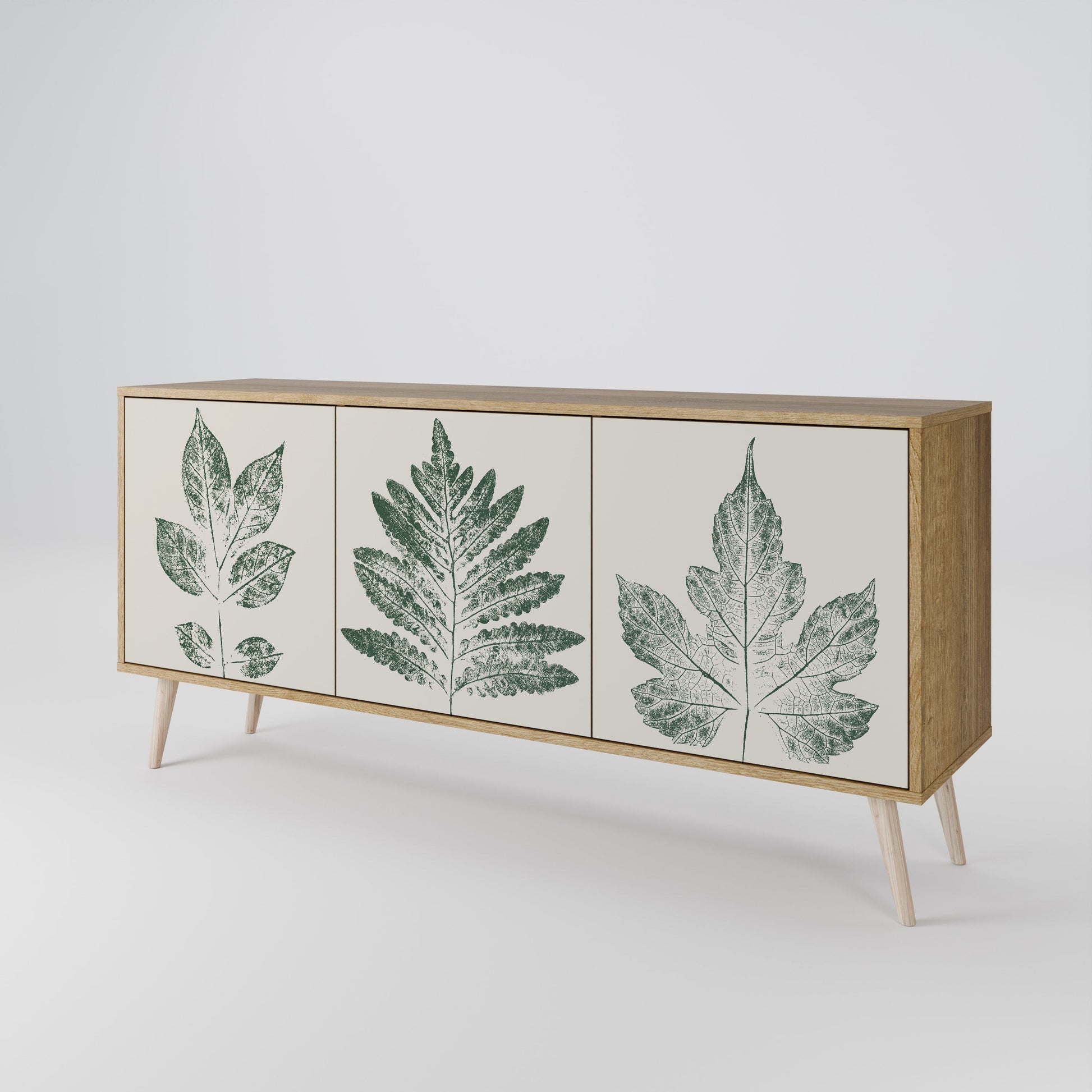 Buffet 3 portes GREEN LEAFY STAMPS effet chêne