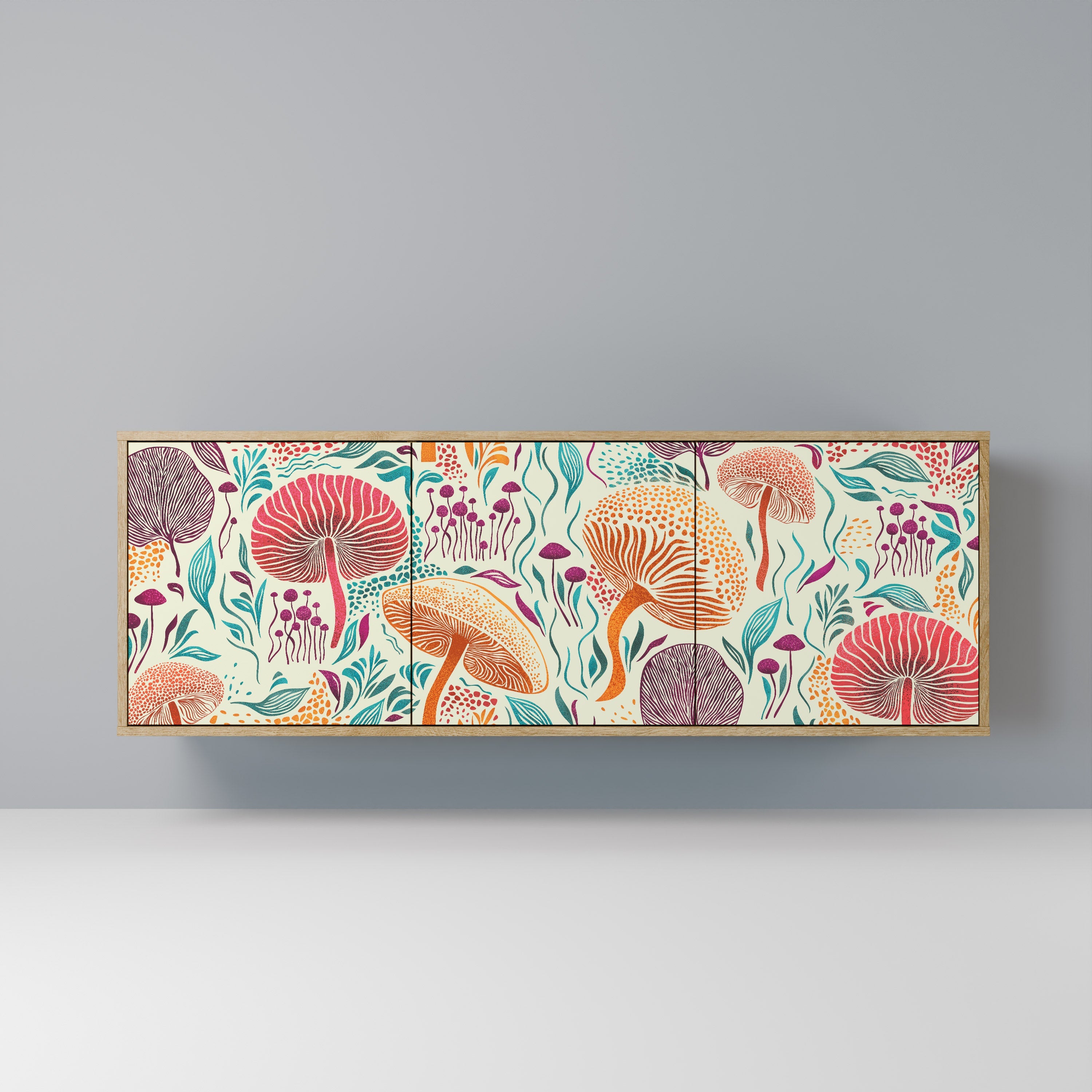 Buffet 3 portes Fungus Fantasy effet chêne