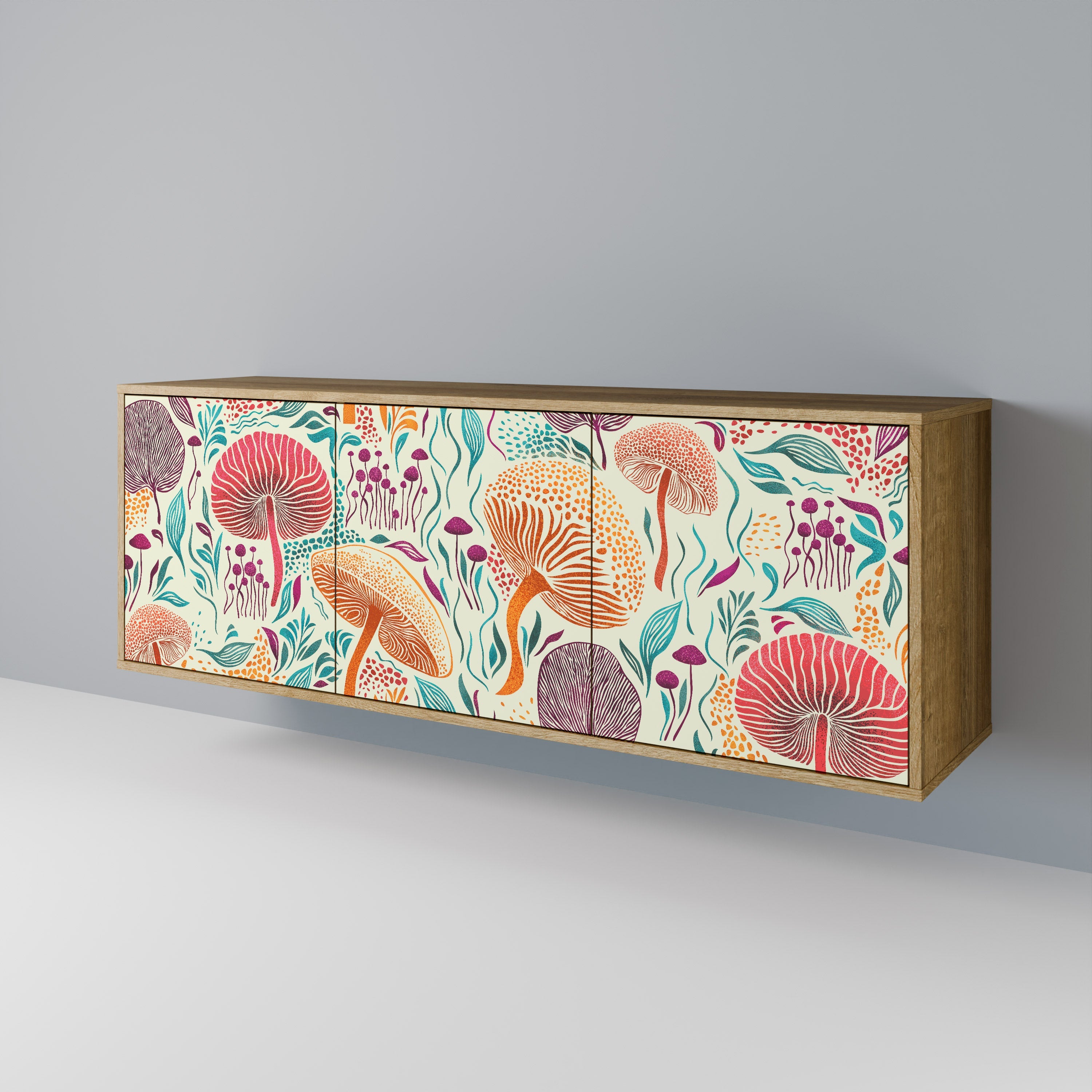 Buffet 3 portes Fungus Fantasy effet chêne