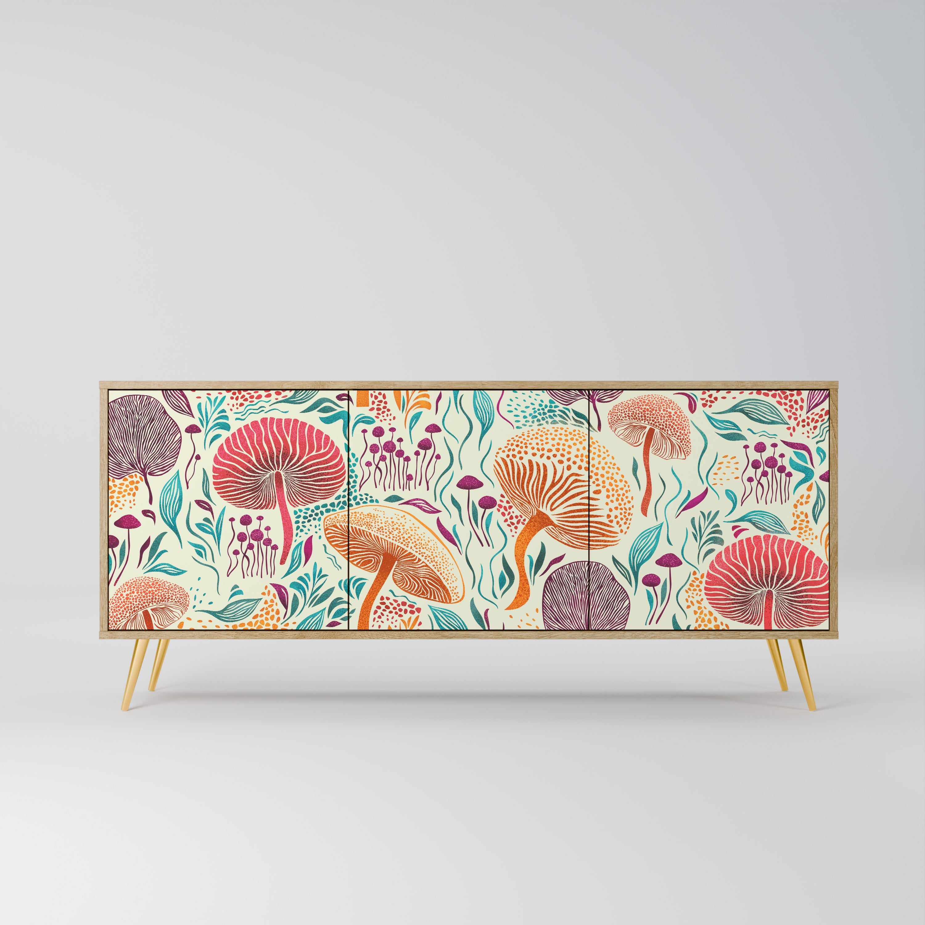 Buffet 3 portes Fungus Fantasy effet chêne