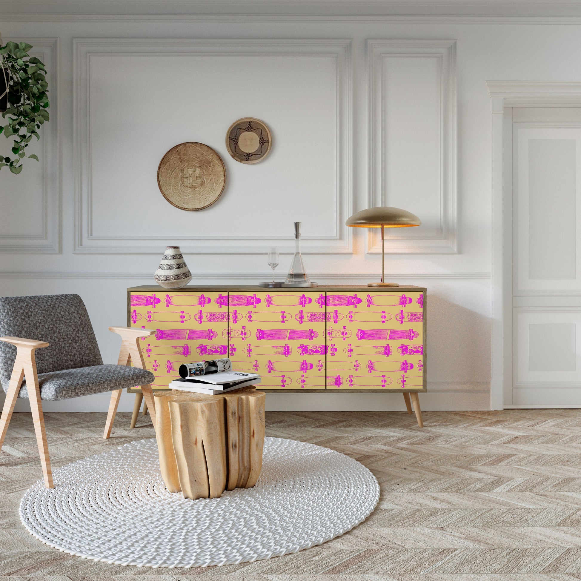 Buffet 3 portes effet chêne SKATEBOARD ARTISTRY