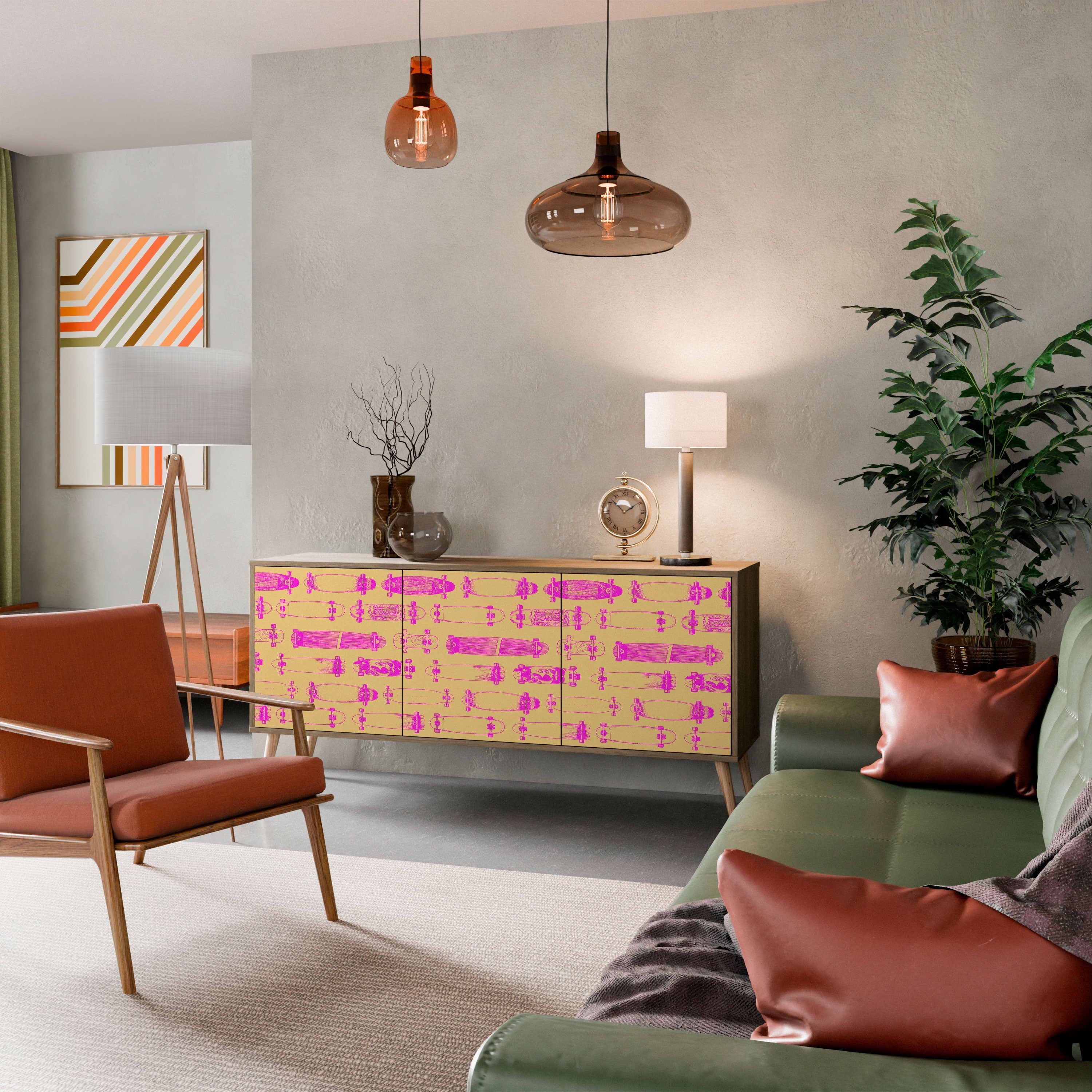 Buffet 3 portes effet chêne SKATEBOARD ARTISTRY