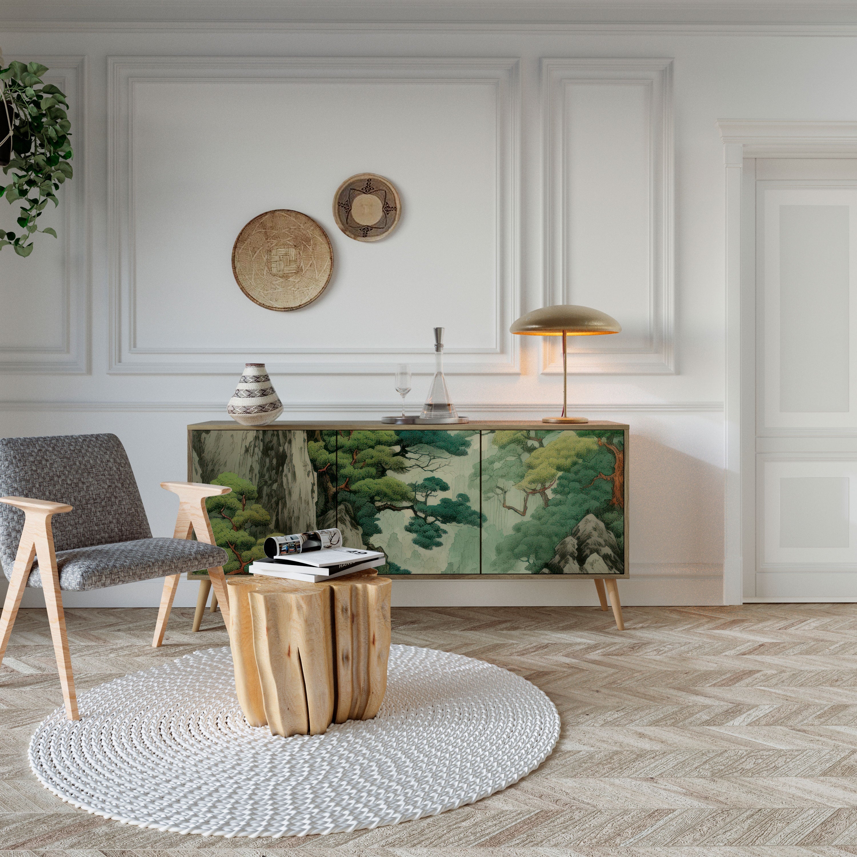 Buffet 3 portes VERDURE ABYSS effet chêne