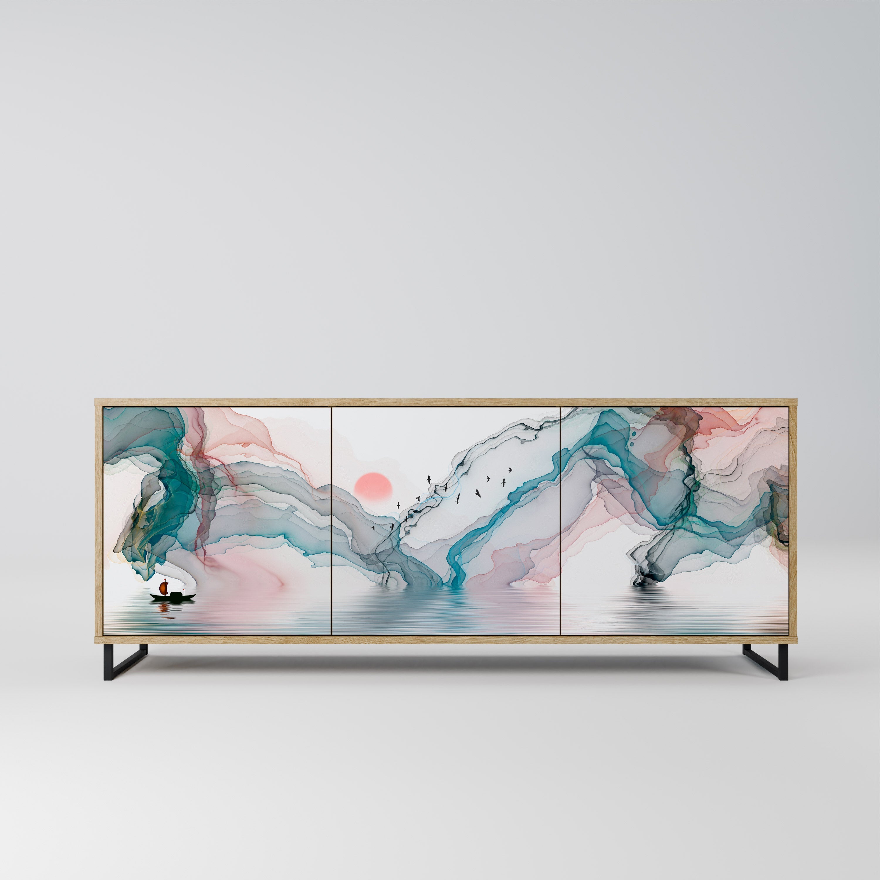 Buffet 3 portes VELVET CROSSING effet chêne