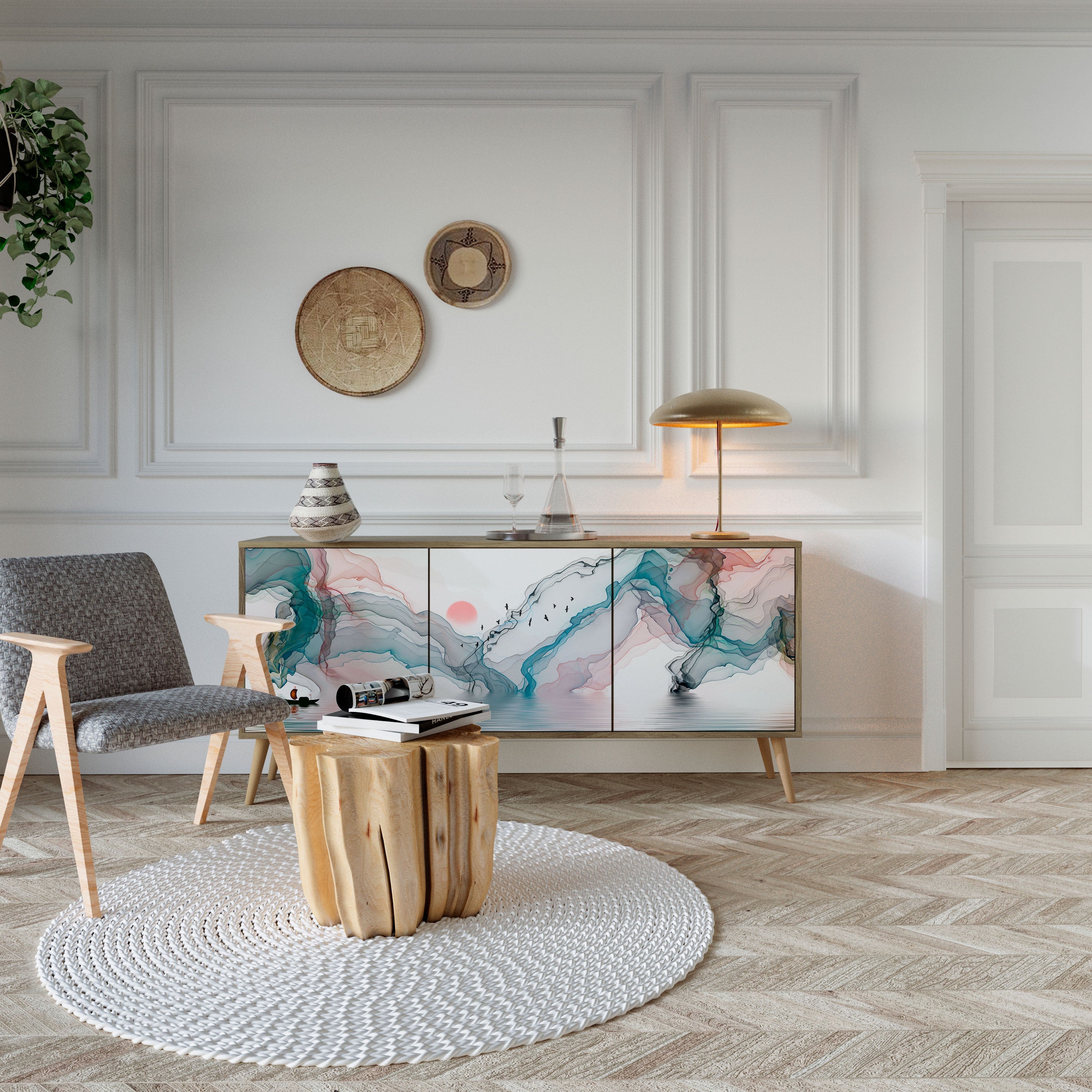 Buffet 3 portes VELVET CROSSING effet chêne