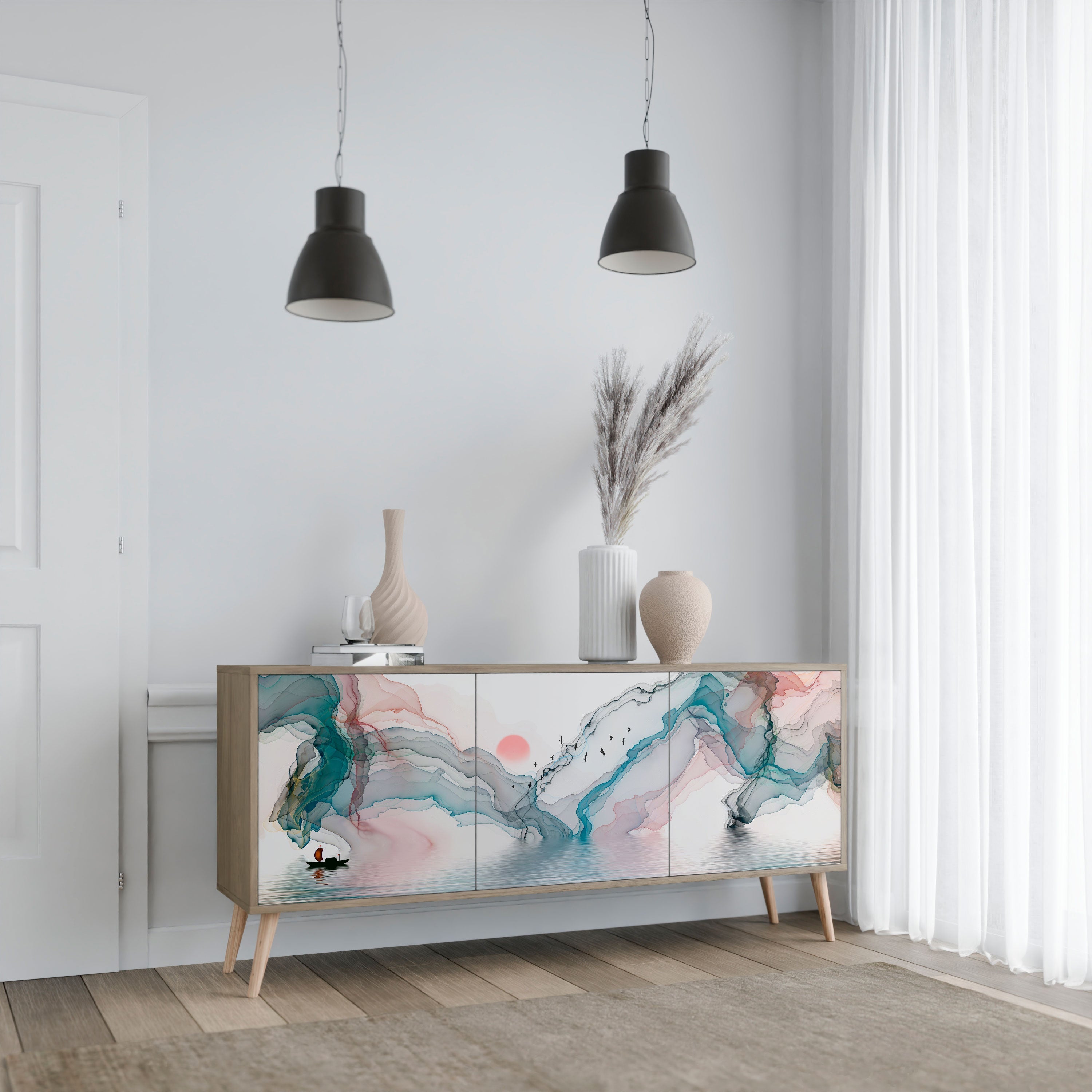 Buffet 3 portes VELVET CROSSING effet chêne