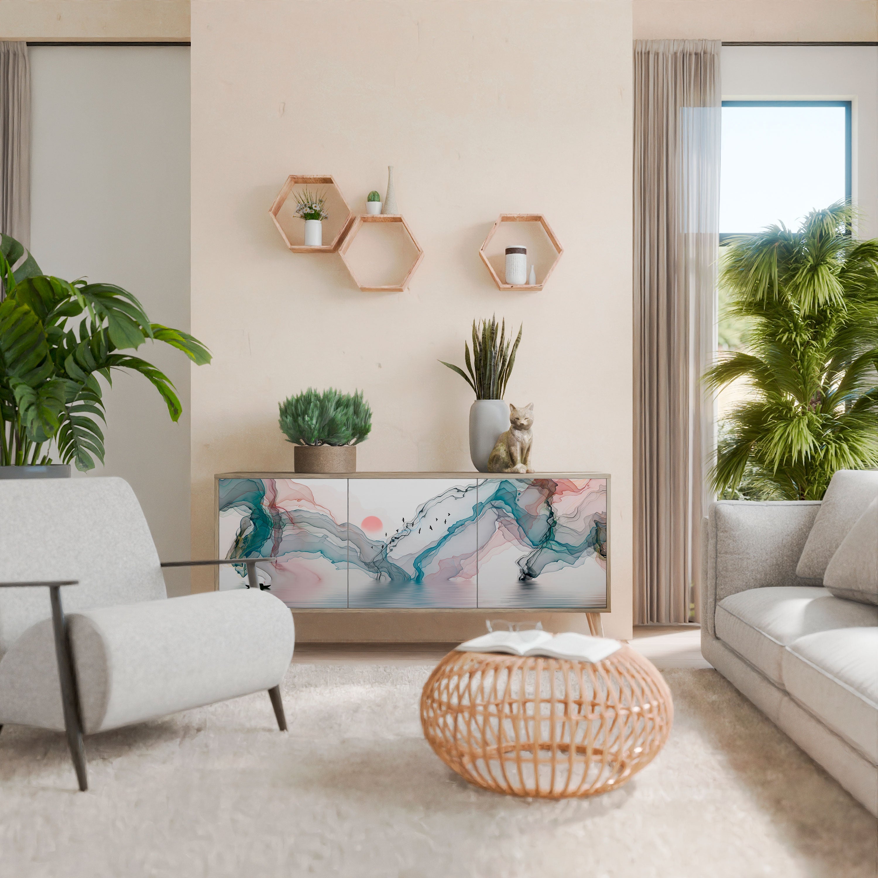 Buffet 3 portes VELVET CROSSING effet chêne