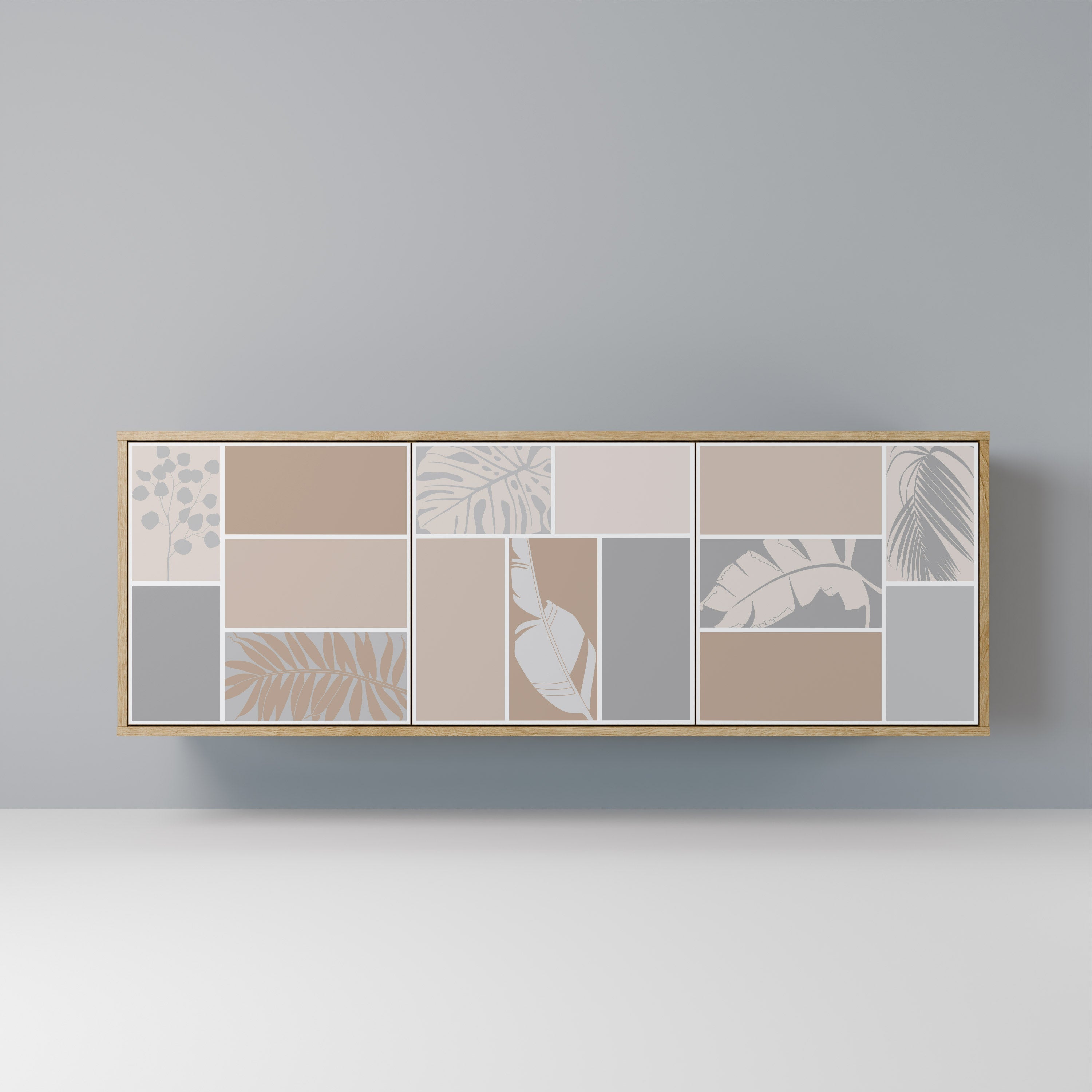 Buffet 3 portes FORMES TROPICALES effet chêne