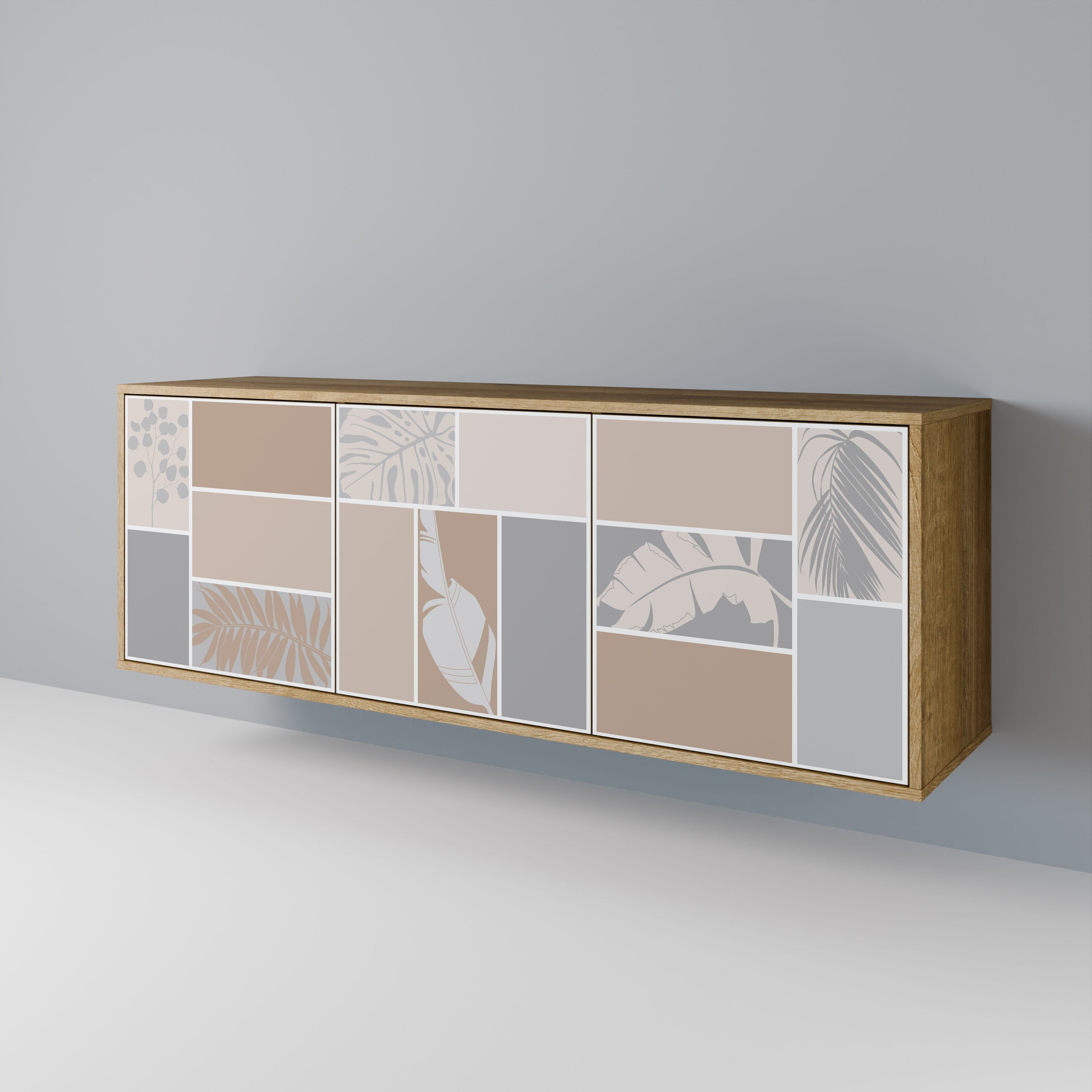 Buffet 3 portes FORMES TROPICALES effet chêne