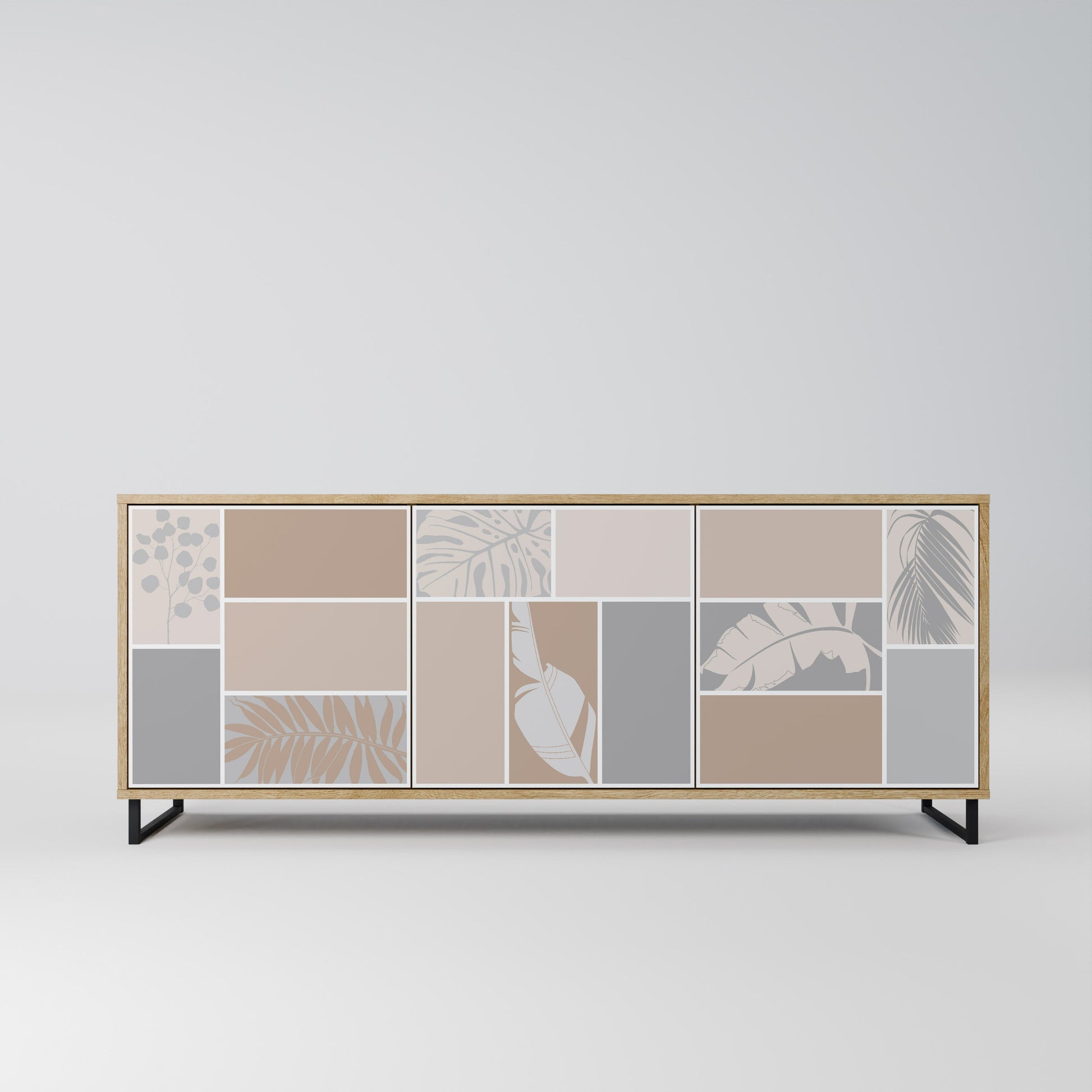 Buffet 3 portes FORMES TROPICALES effet chêne
