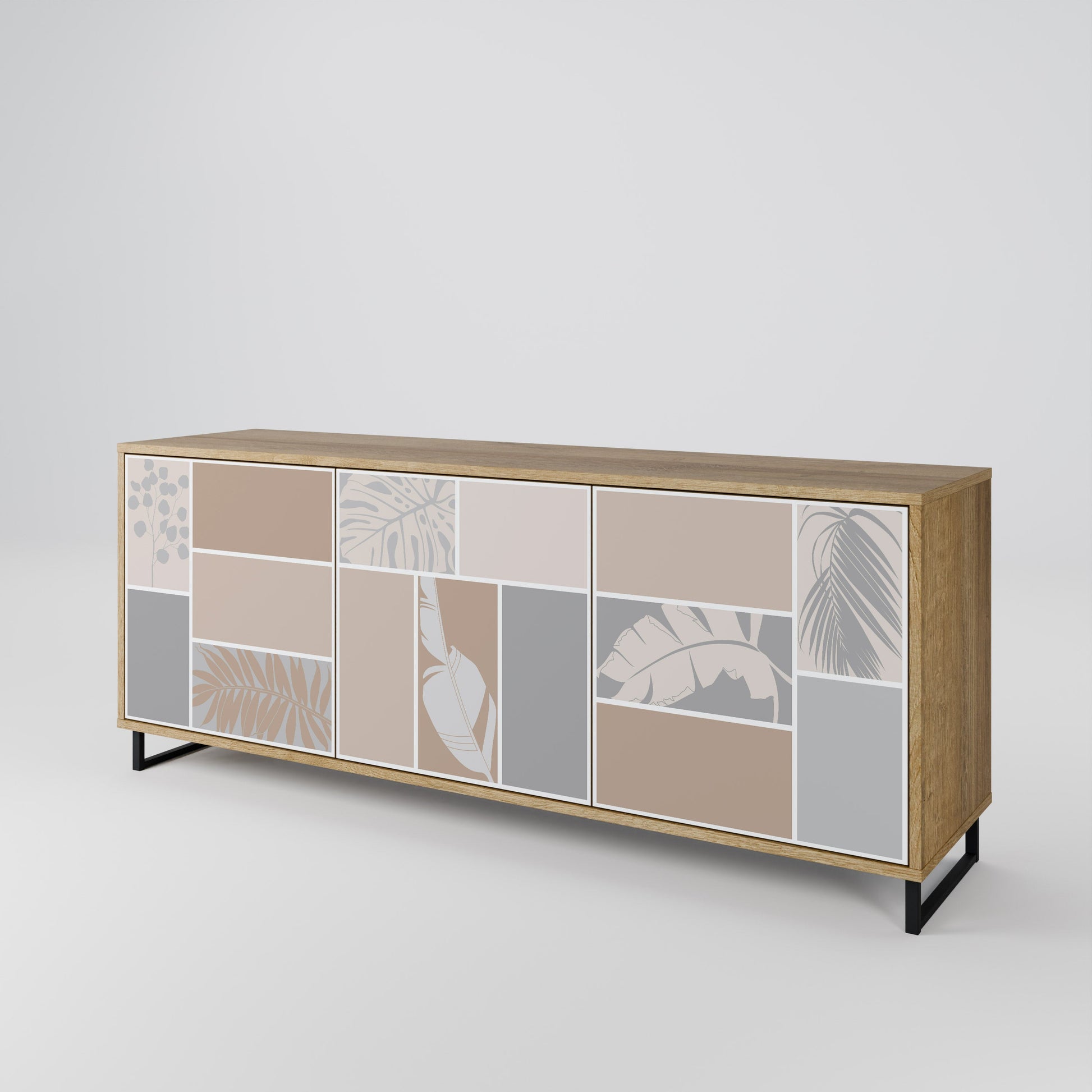 Buffet 3 portes FORMES TROPICALES effet chêne