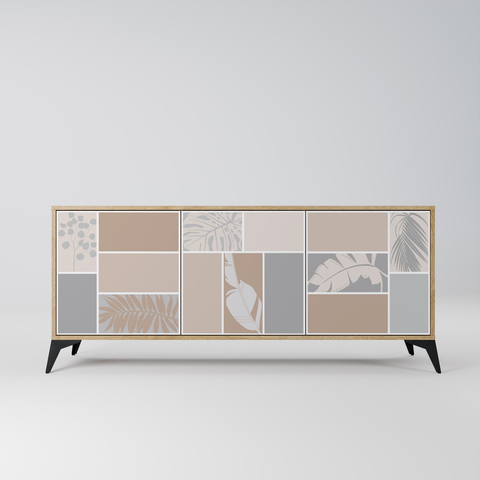 Buffet 3 portes FORMES TROPICALES effet chêne