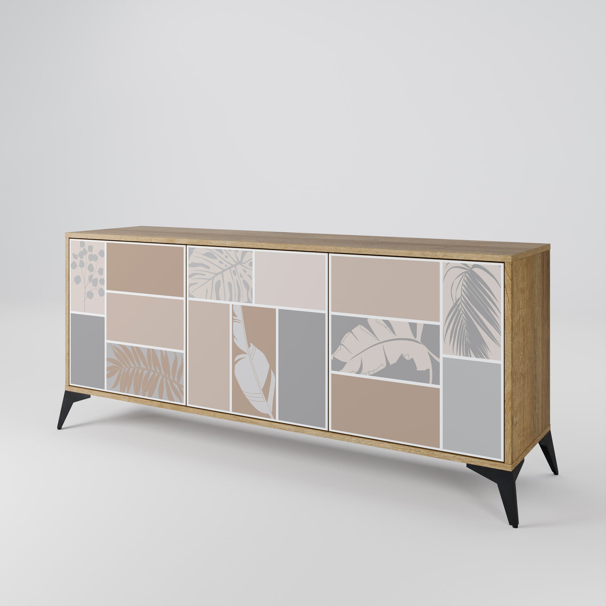 Buffet 3 portes FORMES TROPICALES effet chêne