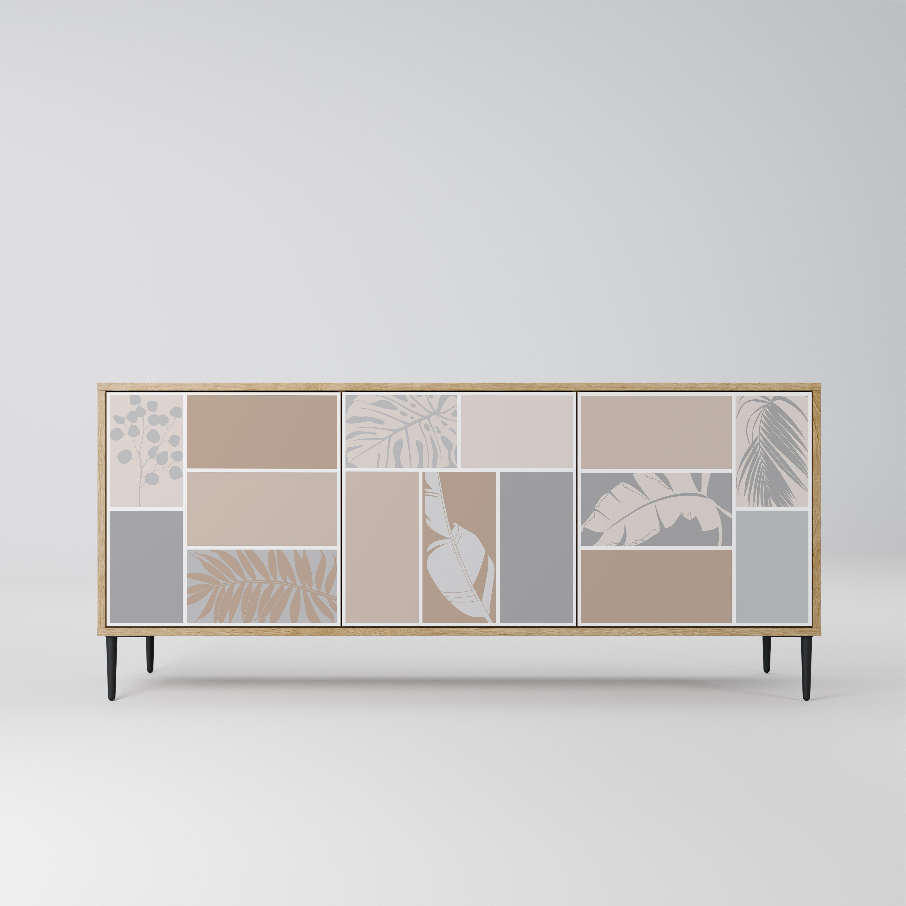 Buffet 3 portes FORMES TROPICALES effet chêne