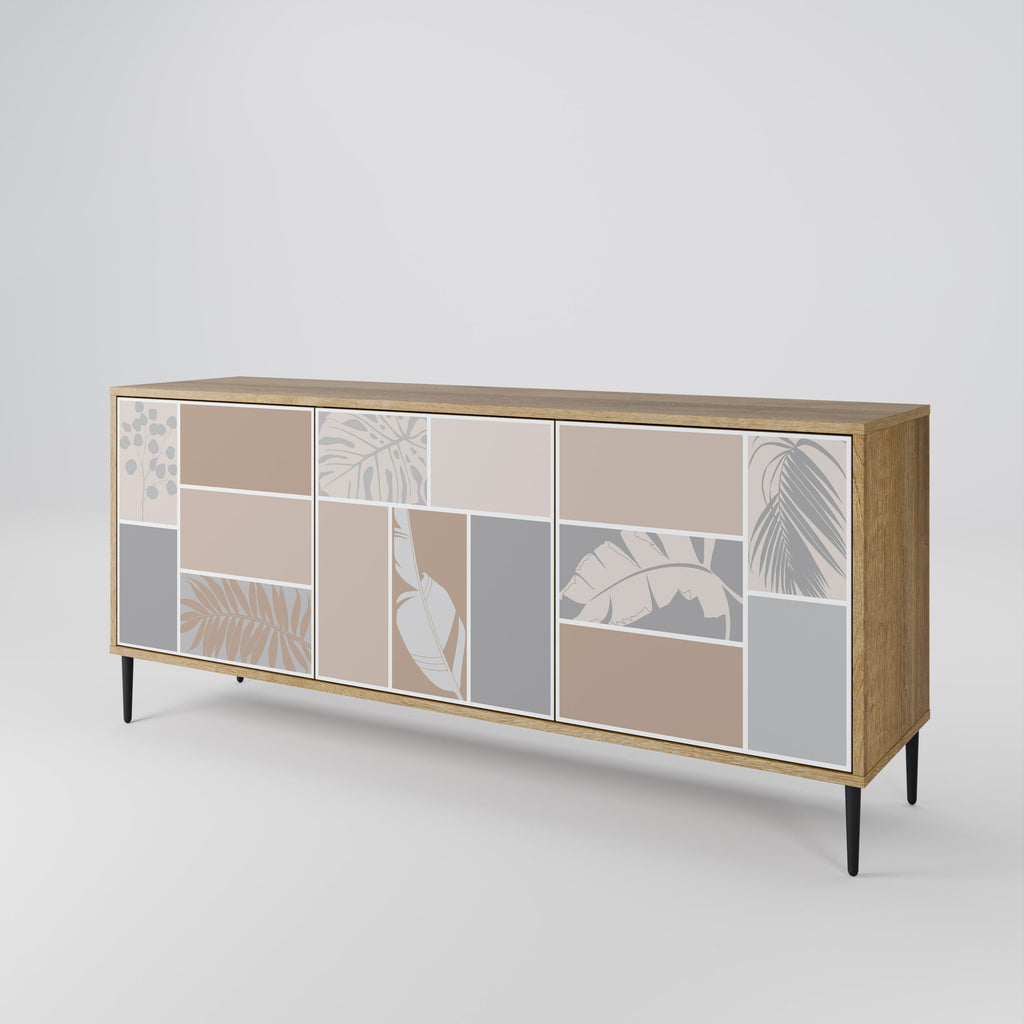 Buffet 3 portes FORMES TROPICALES effet chêne