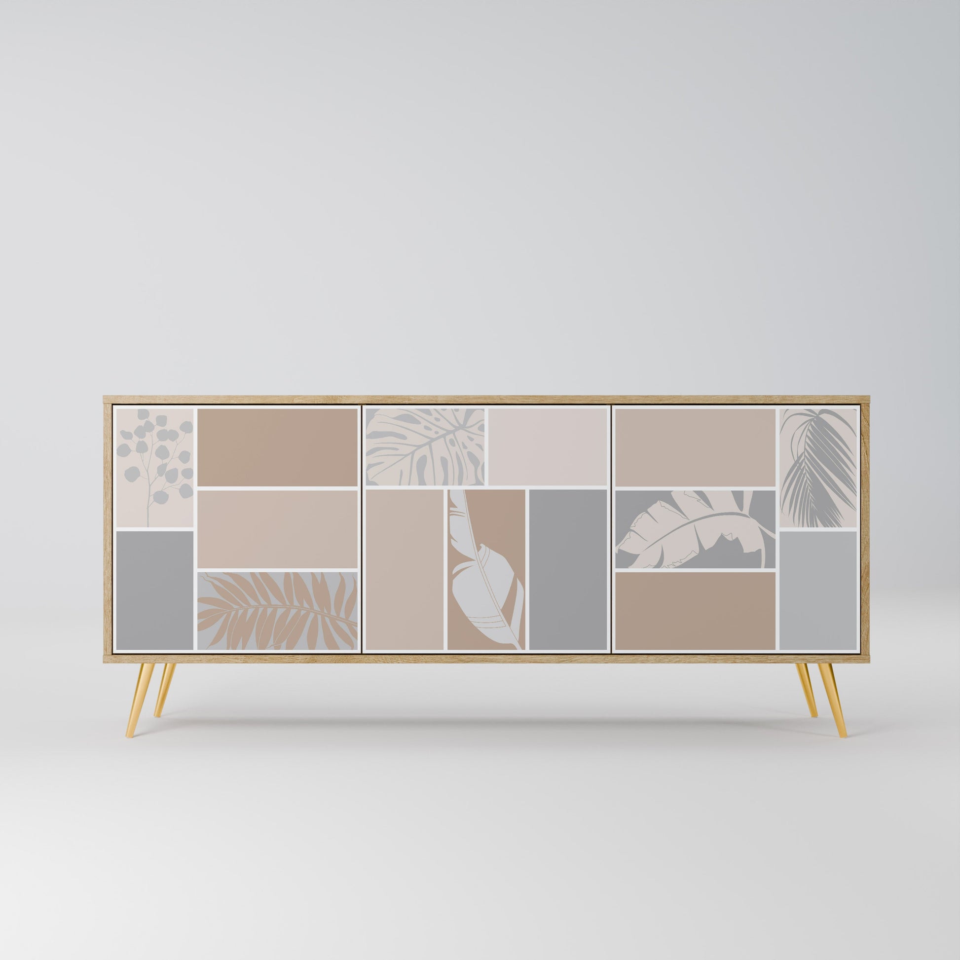 Buffet 3 portes FORMES TROPICALES effet chêne